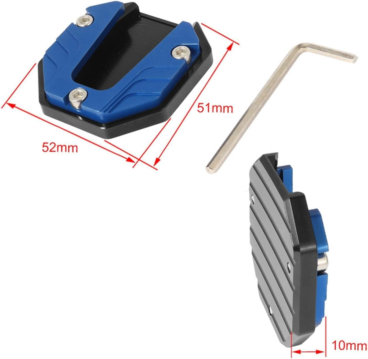 Magideal Motorcycle Kickstand Pad Support Plate Extension Nonslip Side Stand Extender Foot Enlarger for Outdoor Parking Motorbike, Yellow