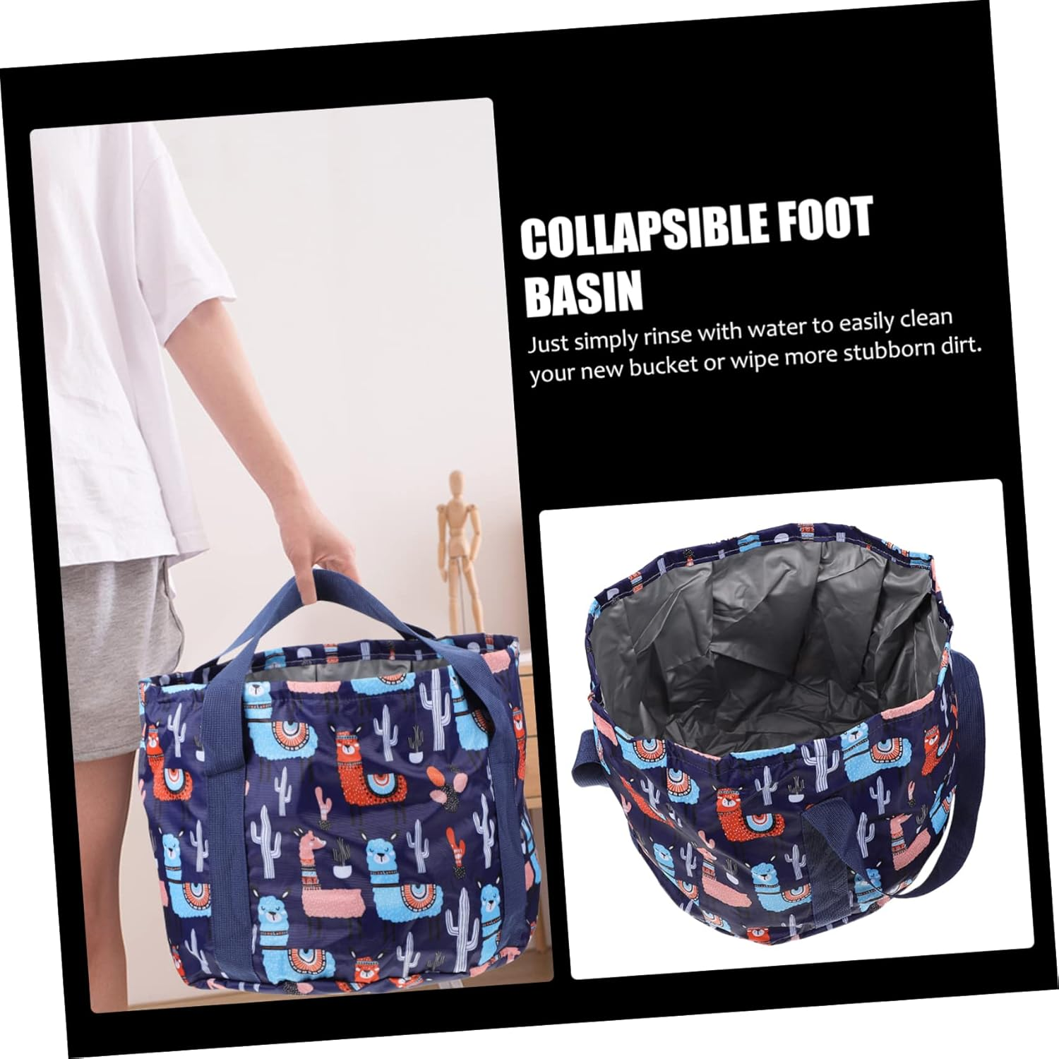 Cabilock Outdoor Folding Travel Foot Basin Collapsible Wash Basin Portable Foot Tub Dark image number 1