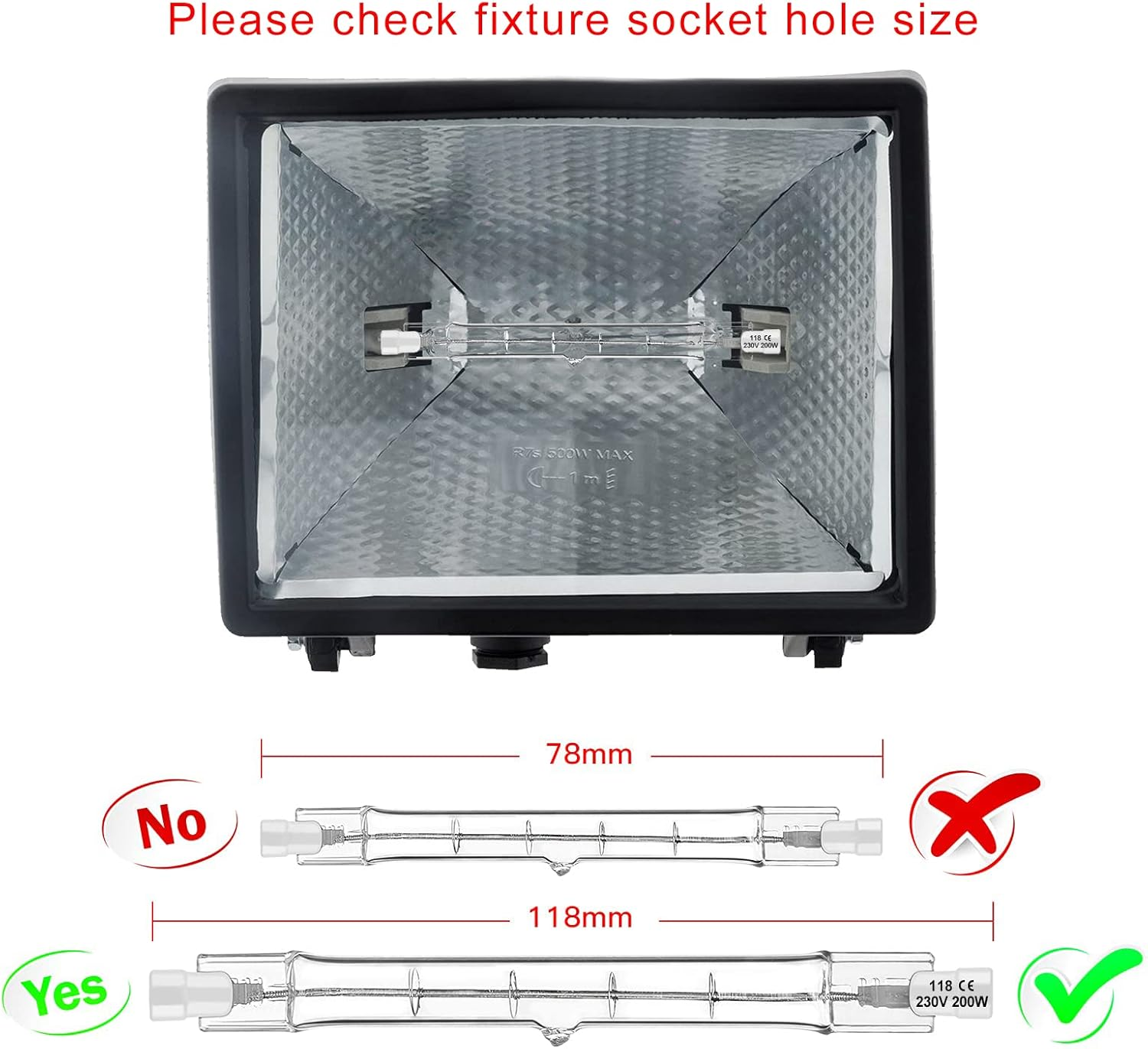 Jaenmsa R7S Halogen Light Bulb 118 Mm 150 W 230 V, Pack of 5 Halogen Rod R7S 118 Mm, Halogen Bulb R7S Dimmable Halogen Lamp for Construction Spotlights, Work Landscape Lighting, Living Room Lights image number 4