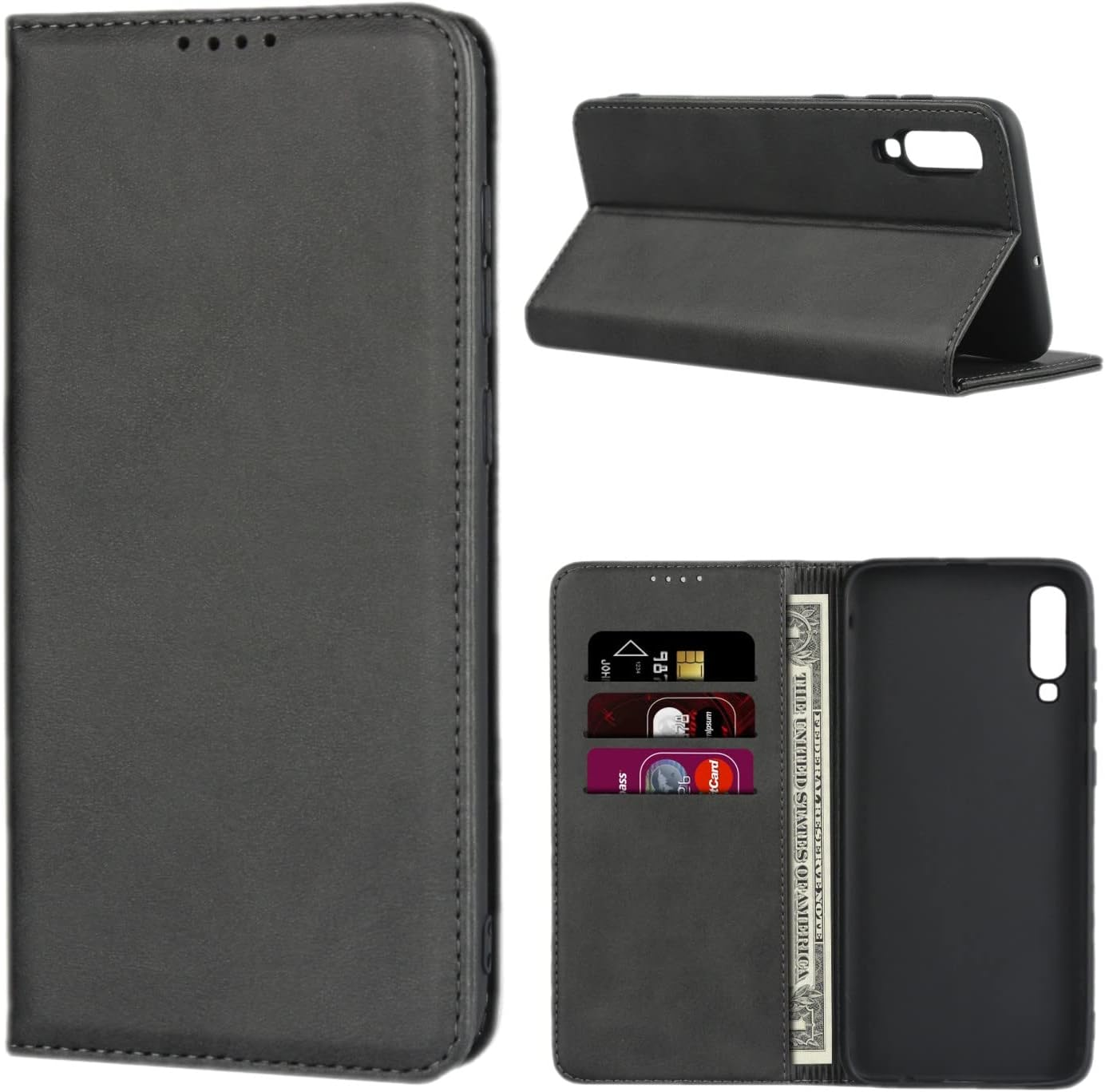 Cavor for Samsung Galaxy A50 Case Cowhide Pattern PU Leather Cases Flip Magnetic Kickstand Book Wallet Cover Phone Case with Card Slots(6.4") -Light Brown