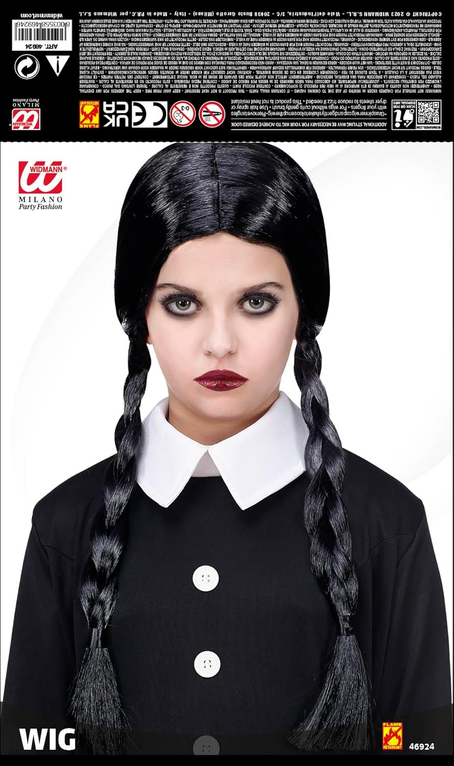 CARTOON Black Braid Wig for Fancy Dress Wednesday Addams Accessories for Girls for Halloween Carnival Costumes