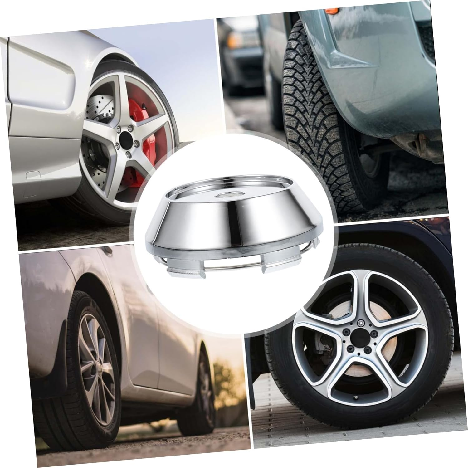 Mikinona 4Pcs Wheel Center Caps Silver Car Rim Hub Covers Easy Snap Installation Moisture Protection for Clean and Functional Wheel Hubs Durable Automotive Accessories image number 3