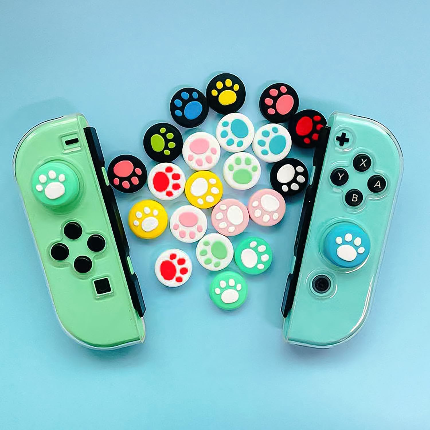 28 Pieces Replacement Soft Silicone Cat Paw Design Thumb Grip Caps Thumb Grips Analog Stick Cover Compatible with Nintendo Switch, Switch Lite/Oled and Joy Con Controller image number 5