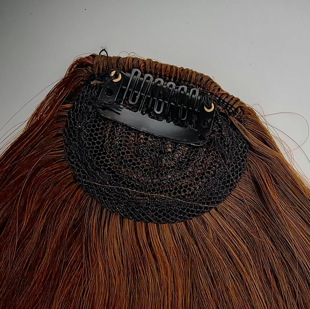 Bangs Hair Clip in Bangs Synthetic Hair Extensions French Bangs Clip for Women with Temples Bangs Fringe Hair (Dark Brown) image number 4