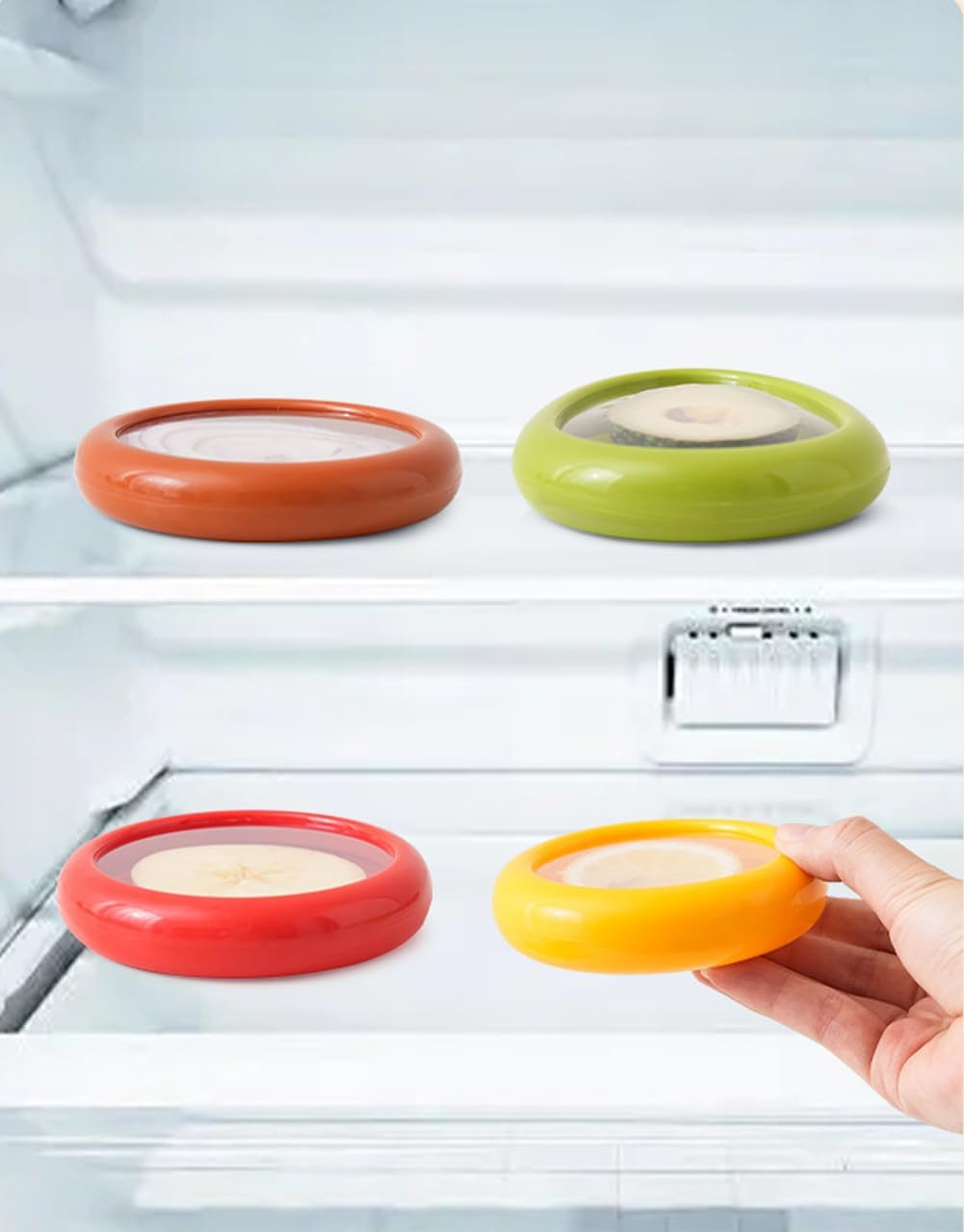 YC-GREHUN Fruit & Vegetable Crisper Reusable Fruit & Vegetable Storage Box Avocado Onion Tomato Lemon Leak Proof Crisper with Lid for Refrigerator (Set of 4) image number 6