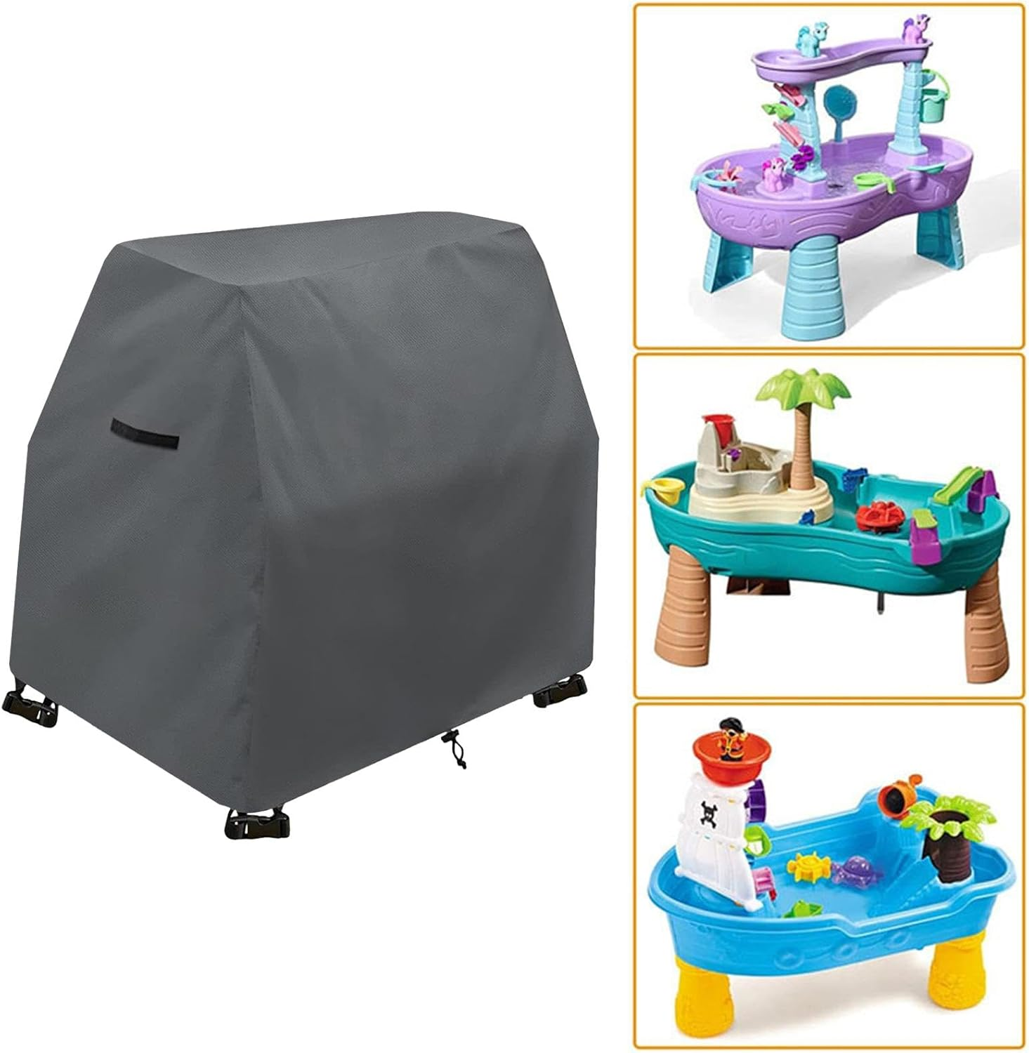 Step 2 Water Table Cover - Kids Water Table Cover, Splash Pond Water Play Table Cover | Kids Water Table Protector, Sun-Proof Waterproof Dustproof Outdoor Toys Cover for Children'S Water Toys - Black image number 3
