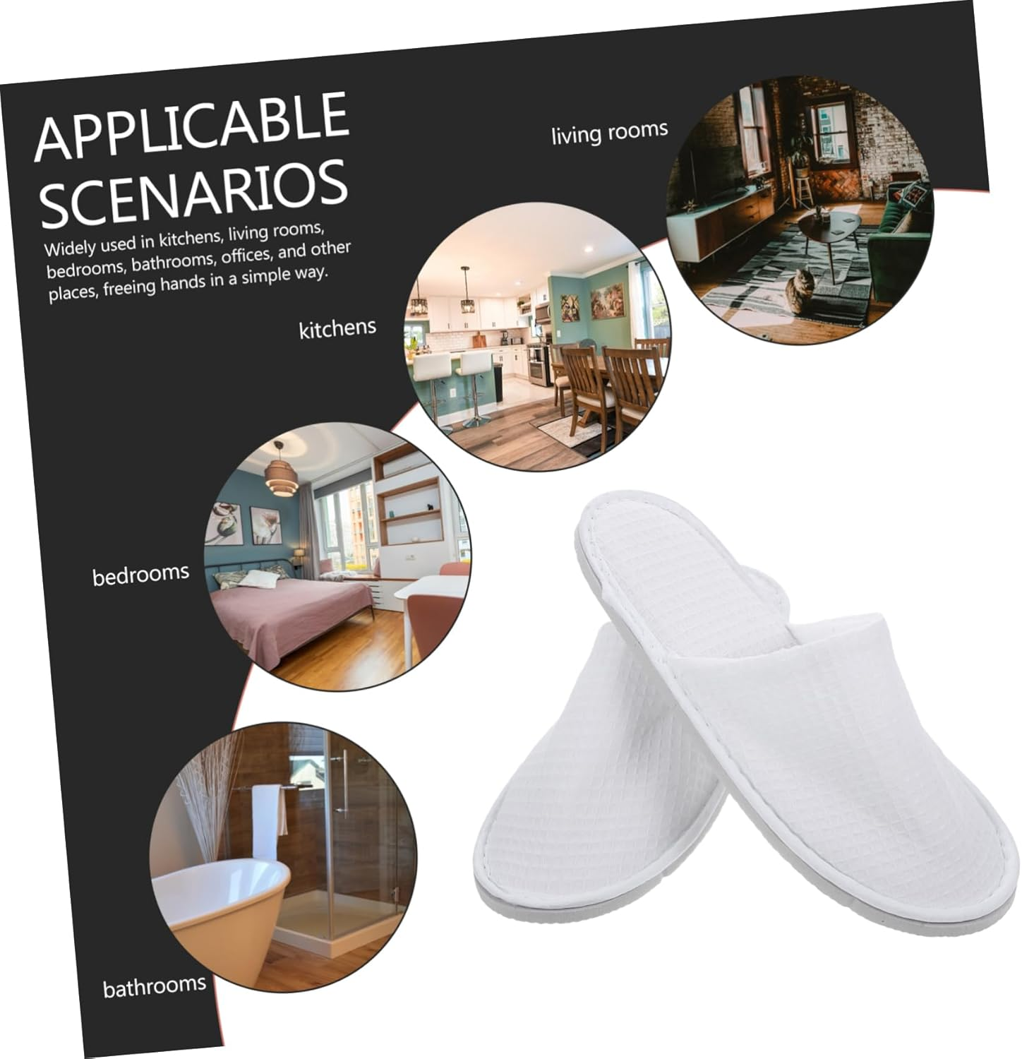 Disposable Hotel Slippers 2 Pairs Lightweight Non-Woven Fabric Travel Salon Guest Home Use image number 3