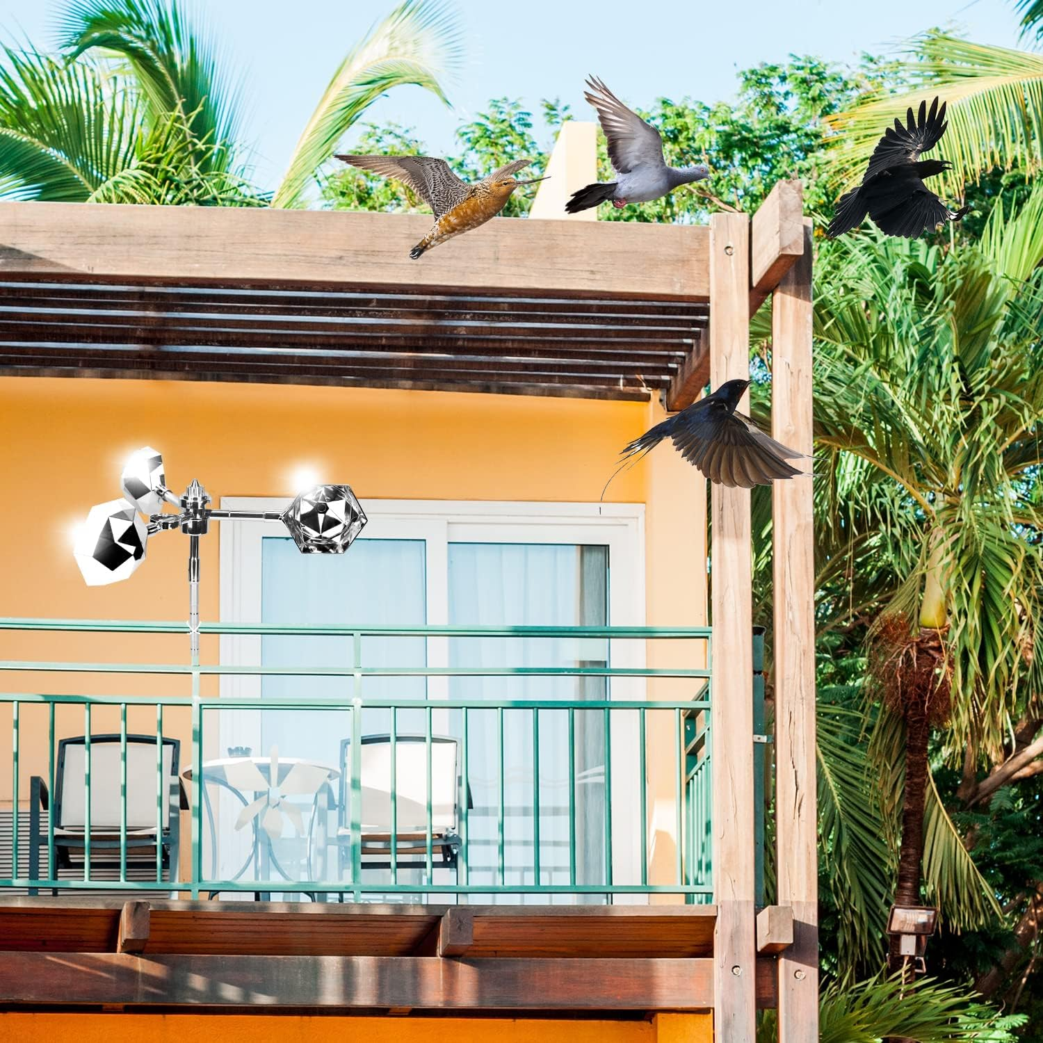 YIKEDAN Bird Deterrents for Outside, Bird Repellent Outdoor for Deterring Small Birds Pigeon, Bird Reflectors Spinning Wind Powered for Patio, Yard, Garden, Rooftop and Vegetable Gardens image number 3