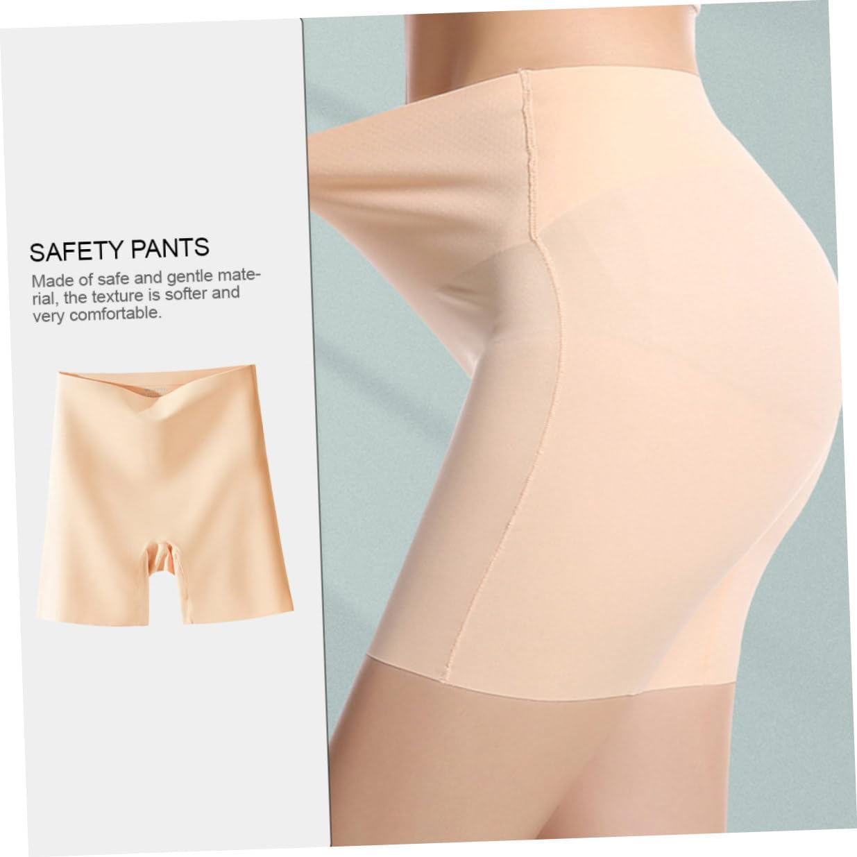 Beavorty Safety Shorts High Waist Seamless Thin Underwear Tummy Control Ice Cooling Skin Color L Large Anti-Exposure Breathable Shorts for Summer Khaki image number 2