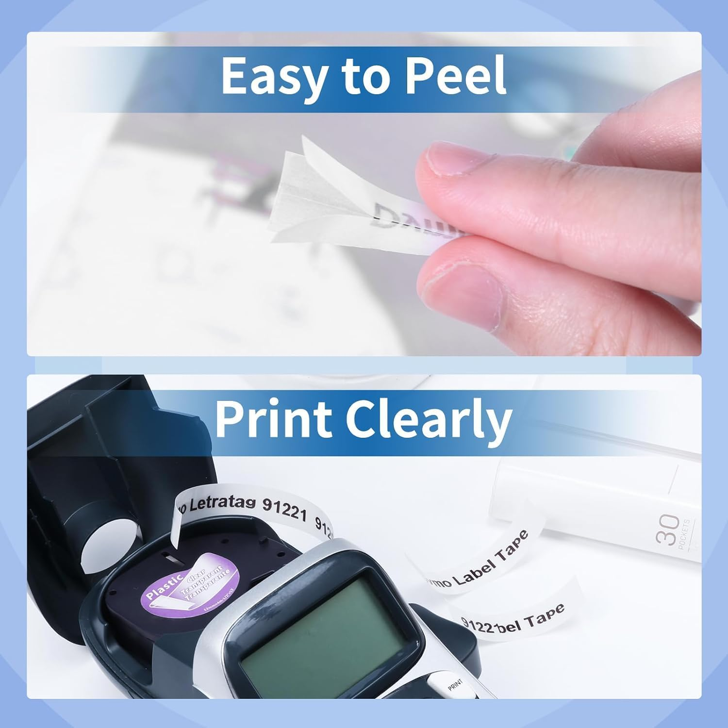 5-Pack Anycolor Replace for Dymo Letratag Refills Clear 16952 Plastic Tape 12Mm X 4M Label Maker Refills Transparent, Compatible with Dymo Letratag LT-100H LT-100T LT-110T 200B QX50 Label Maker image number 3