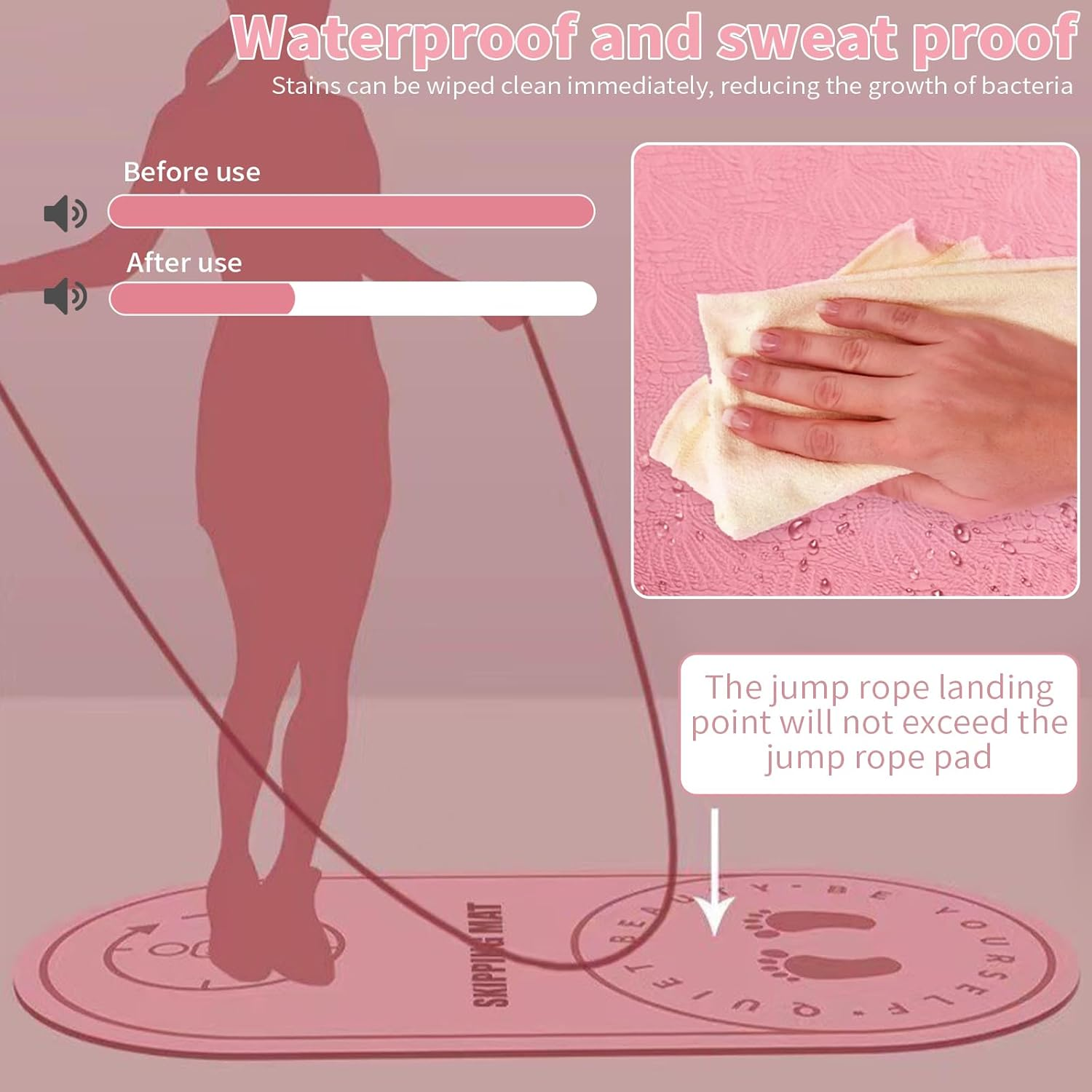 Jump Rope Mat, Shock Absorption Skipping Mat, Non-Slip Exercise Mat for Indoor Outdoor, Larger Fitness Pad, Professional Yoga Mat, Shock Absorption Rug for Sport, Durable Workout Jump Rope Pad image number 2