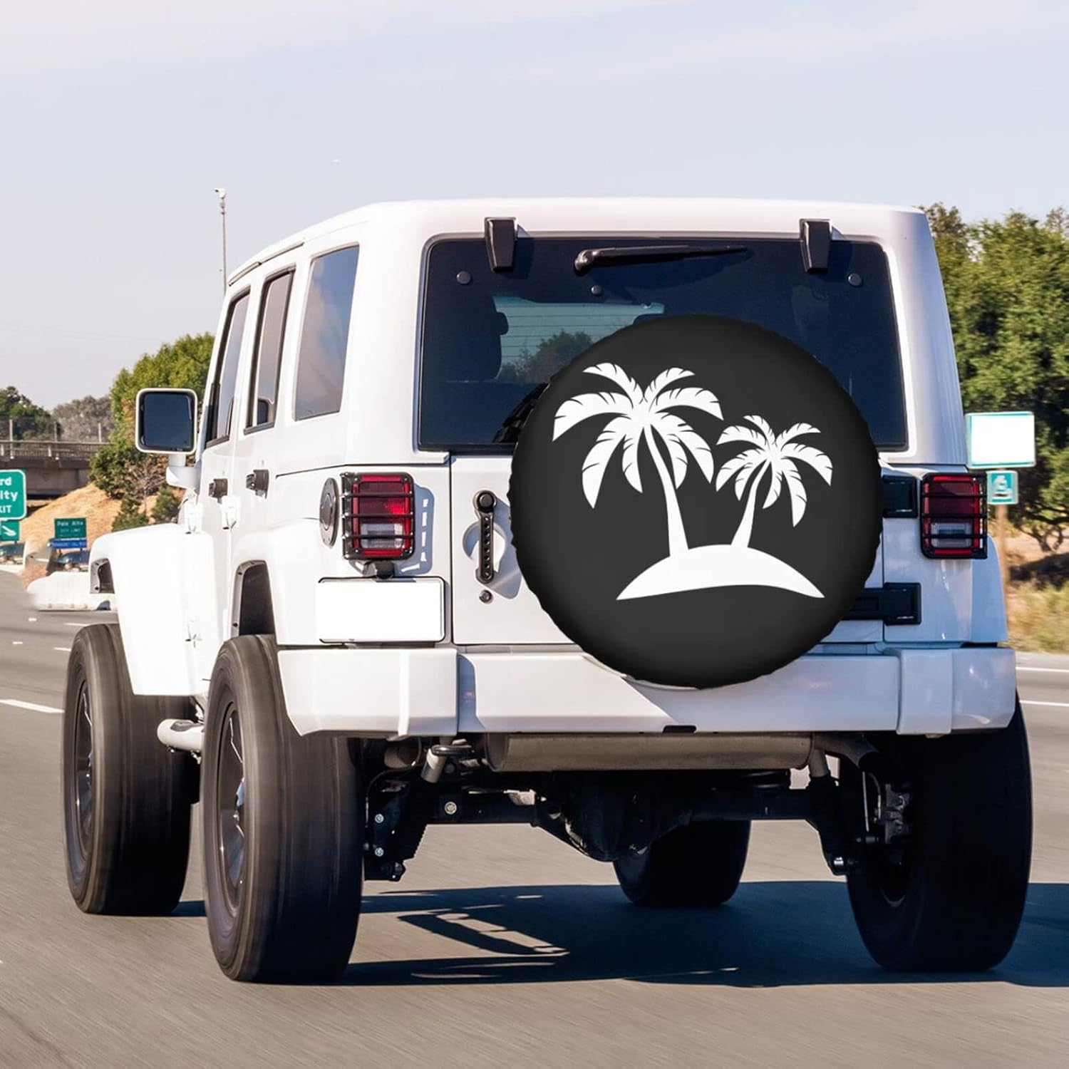 Foruidea Palm Trees on Island Spare Tire Cover Dust-Proof Wheel Tire Cover Fit Trailer, RV, SUV and Many Vehicle 17 Inch image number 4