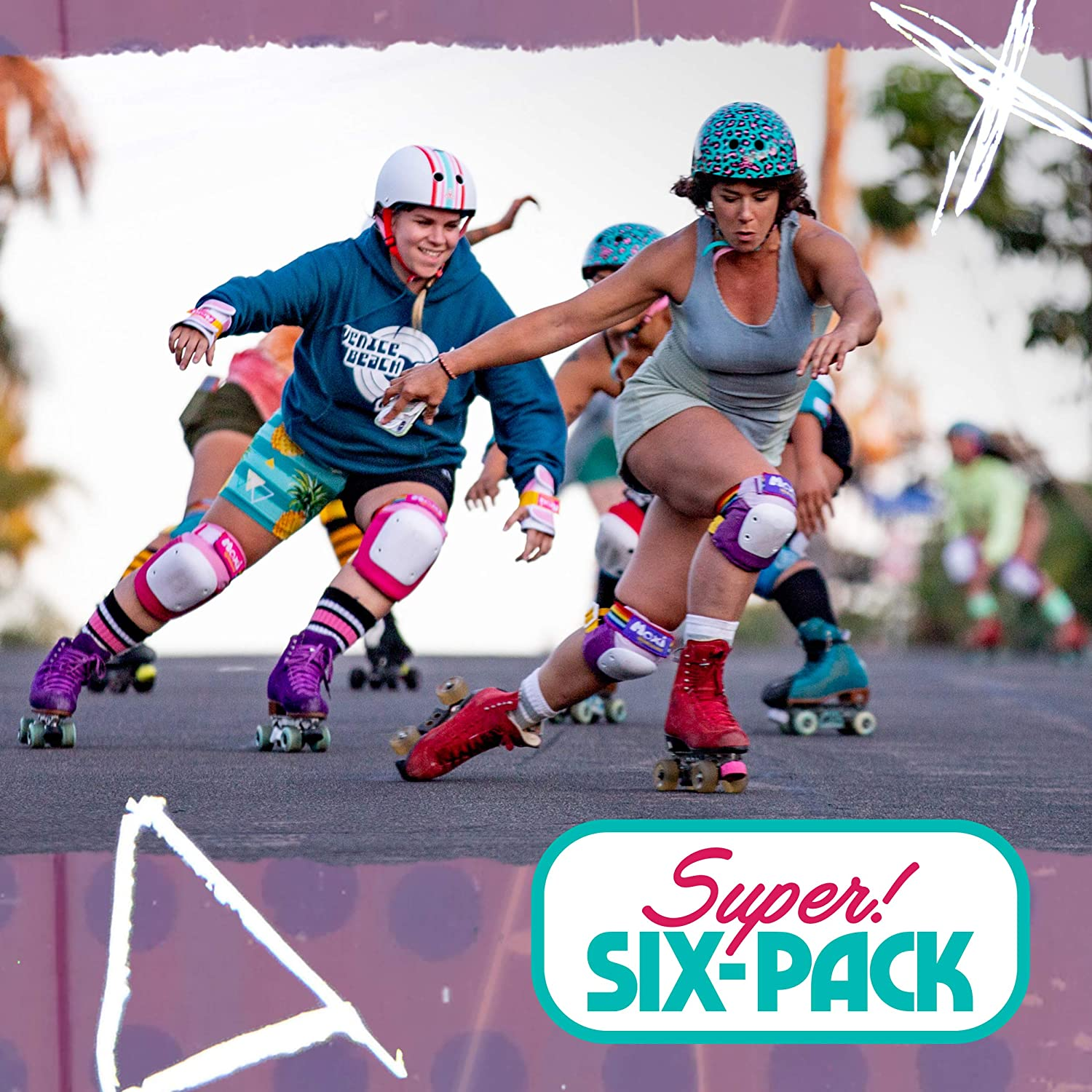 187 Killer Pads Moxi Skate Knee Pads, Elbow Pads, and Wrist Guards, Six Piece Pad Set