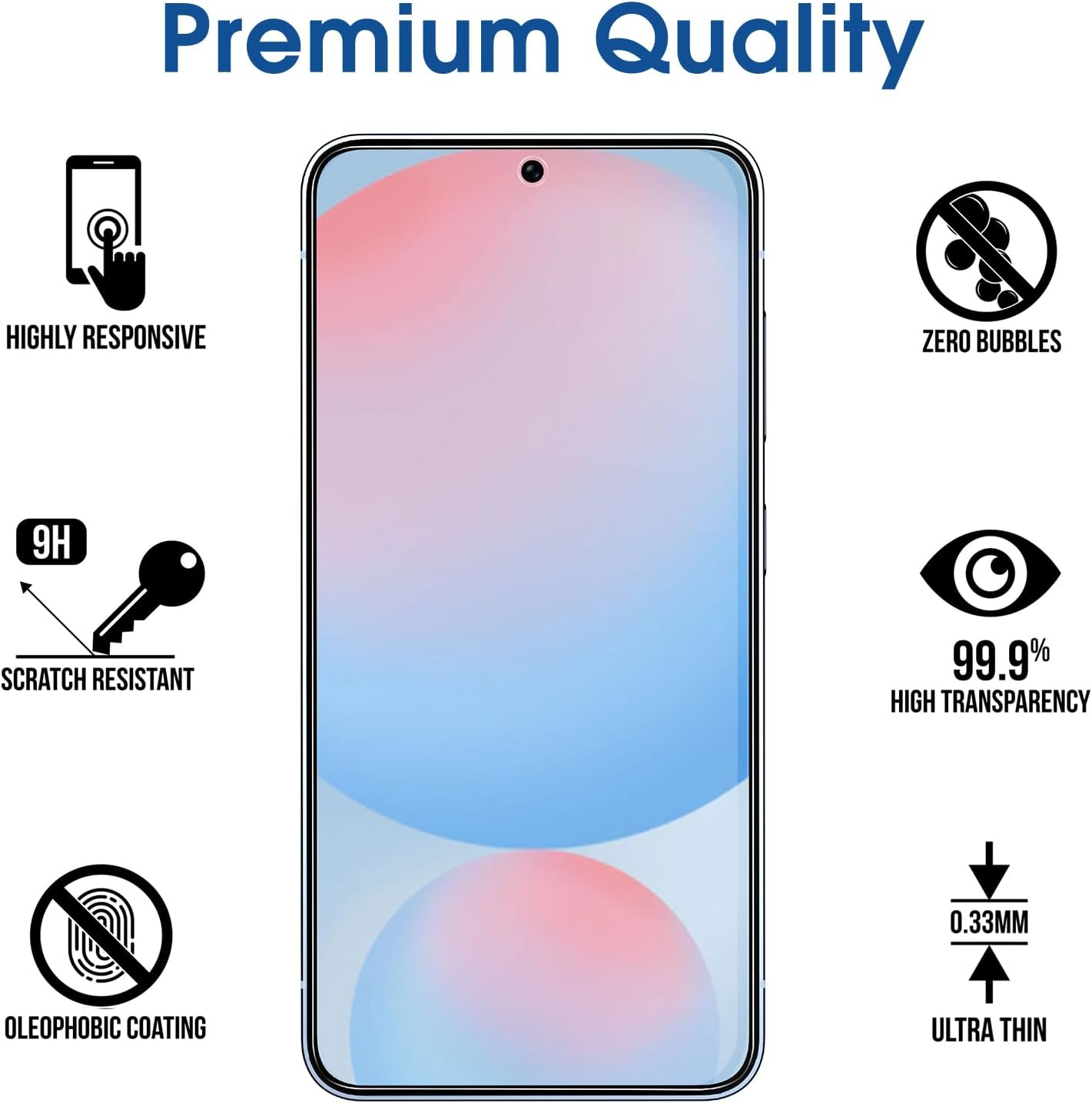 Amfilm [3+2 Pack] Screen Protector for Samsung Galaxy S24 FE with Camera Lens Protector, 9H Hardness Tempered Glass, anti Scratch, Bubble Free