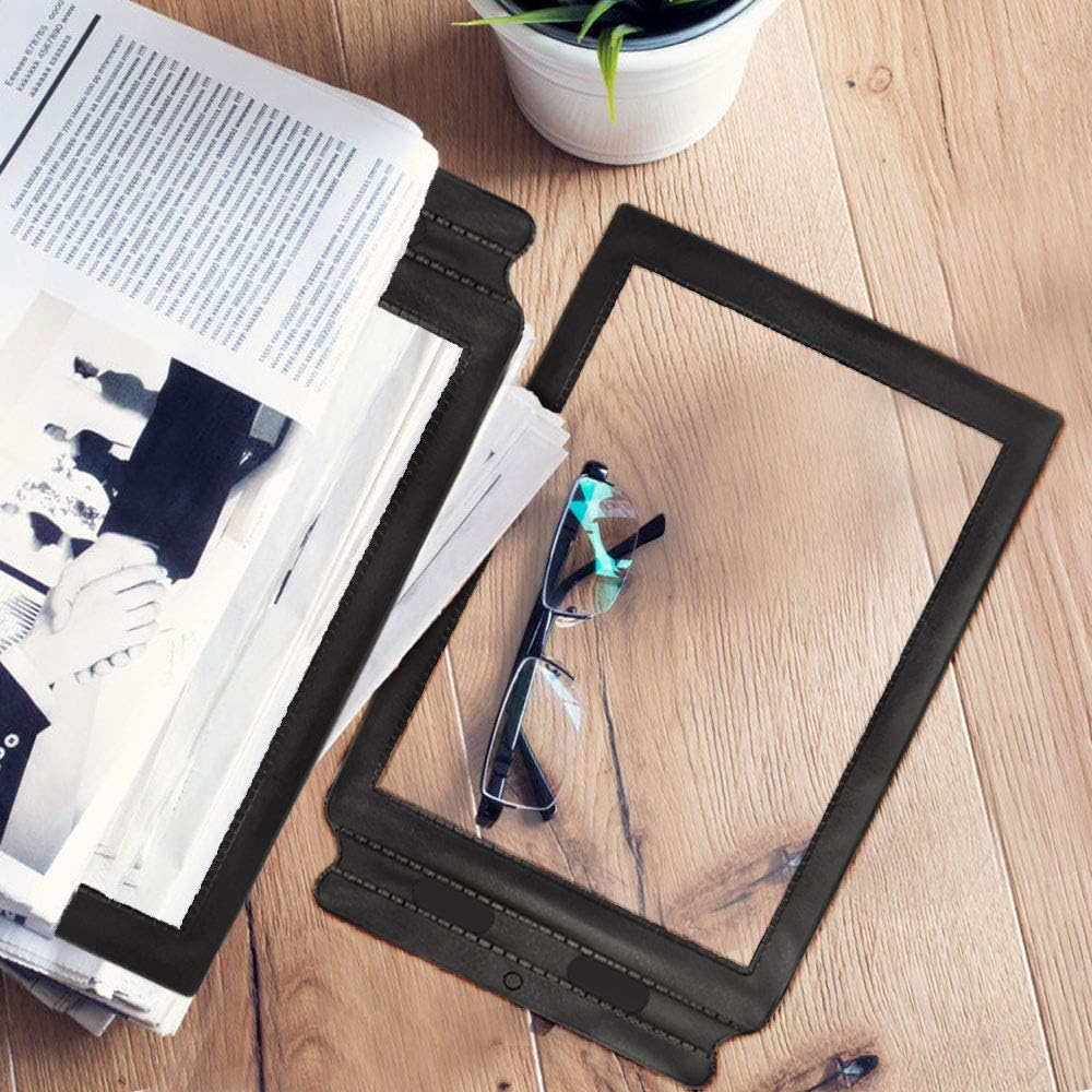 4 PCS A4 Full Page Magnifier Sheet Magnifying Glass Reading Aid Lens 3X Big for Seniors Old Mom Dad (Black) image number 4