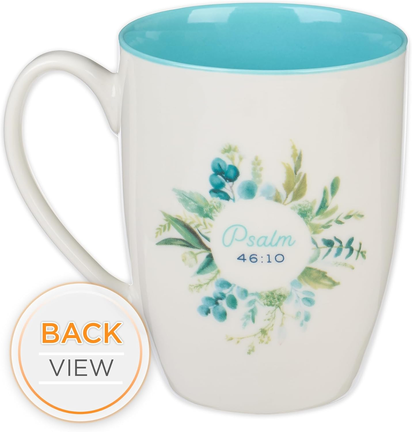 Christian Art Gifts Women'S Ceramic Coffee & Tea Mug: Be Still and Know - Psalm 46:10 Scripture, Microwave/Dishwasher Safe Cup, Lead-Free/Non-Toxic Religious Drinkware, Teal/White Floral, 12 Fl. Oz. - Be Still/Teal  White image number 2