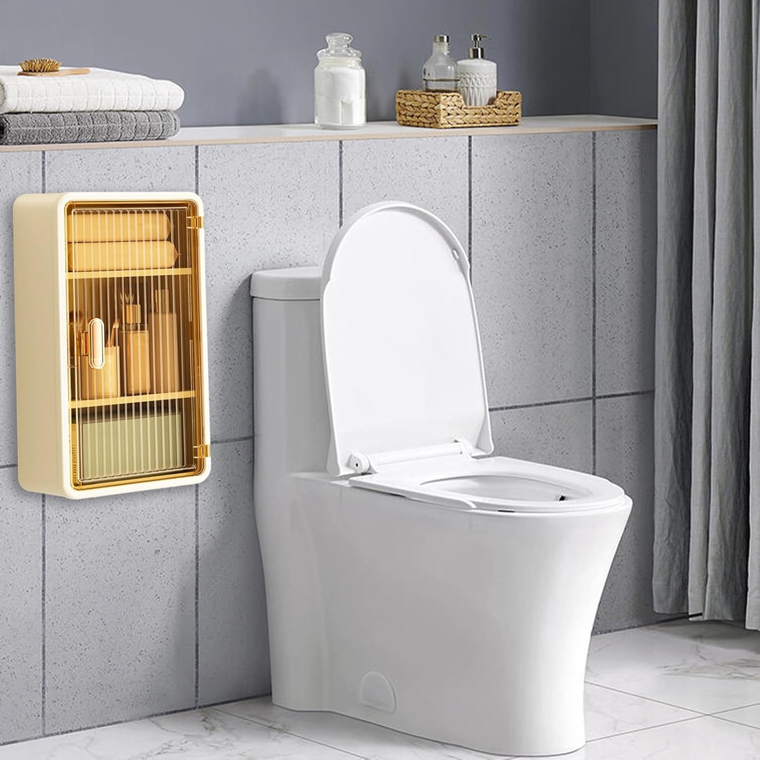 Tissue Holders for Bathrooms,Tissue Box Holder Cabinet Wall Mounted | Bathroom Accessories Storage Organizer for Shower Sponge Wet Wipes Toiletries Organization Kitchen Bedroom Apartment image number 3