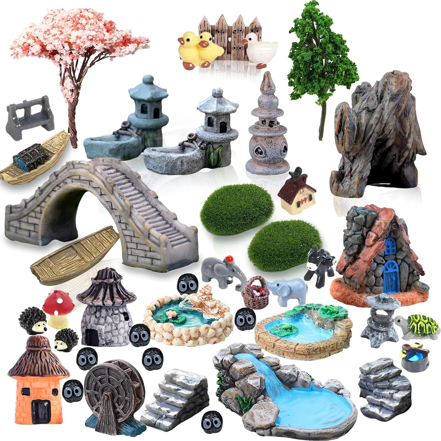 CHAKANLX Fairy Garden Accessories Outdoor, 42 Zen Accessories, Miniature Decorations Supplies for Micro Landscape Decoration Plant Pots Bonsai Craft Decor-Miniature Kit,Ca2-Hy1006