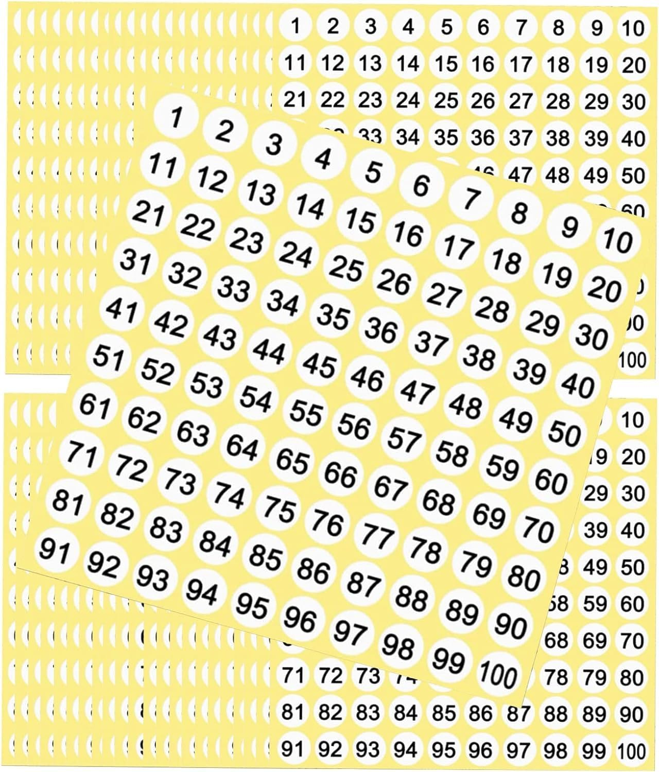 100 Sheets Number Stickers 1-100, Inventory Number Sticker Small round Labels Inventory/Storage Organizing Stickers for Indoor Outdoor, Organizing, Boxes, Bins, Toolbox, Locker (White) image number 1
