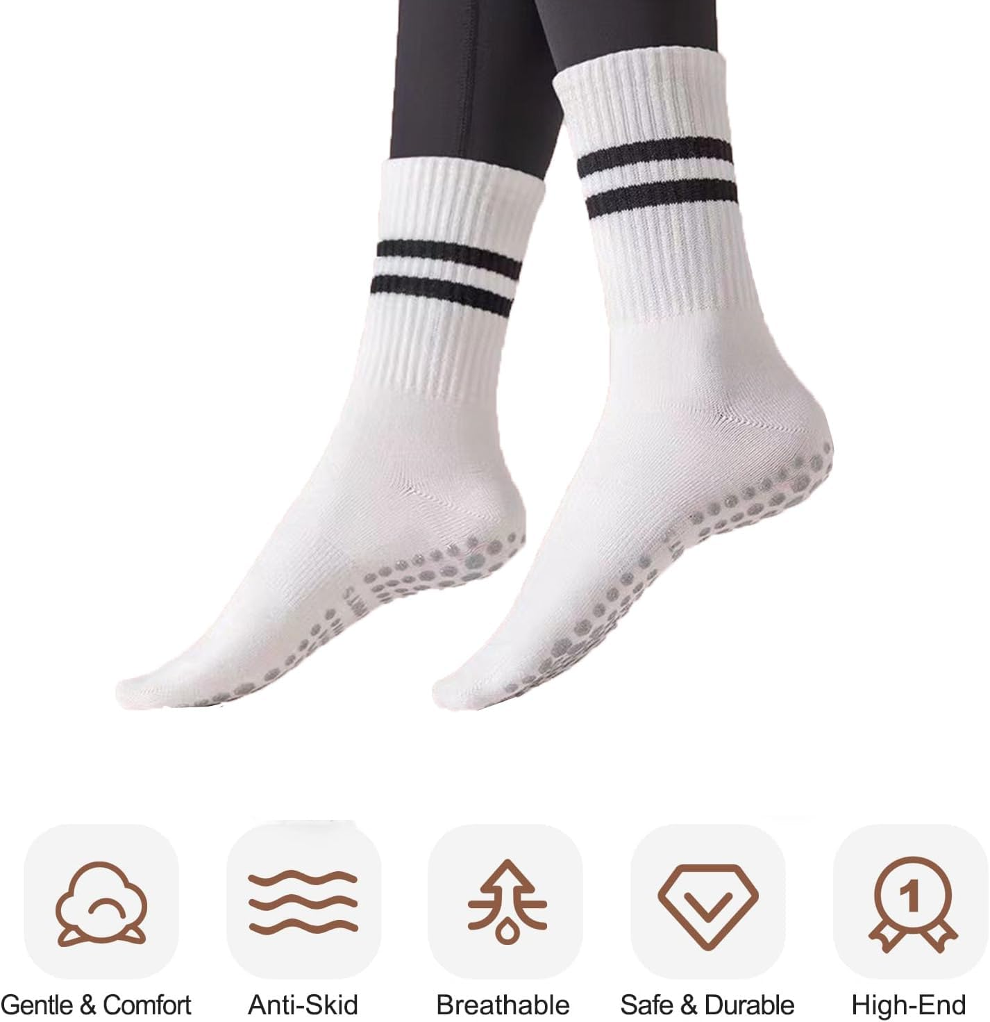 Grip Pilates Socks for Women Non Slip Yoga Socks Open Top Athletic Socks for Barre Ballet Barefoot Workout Hospital