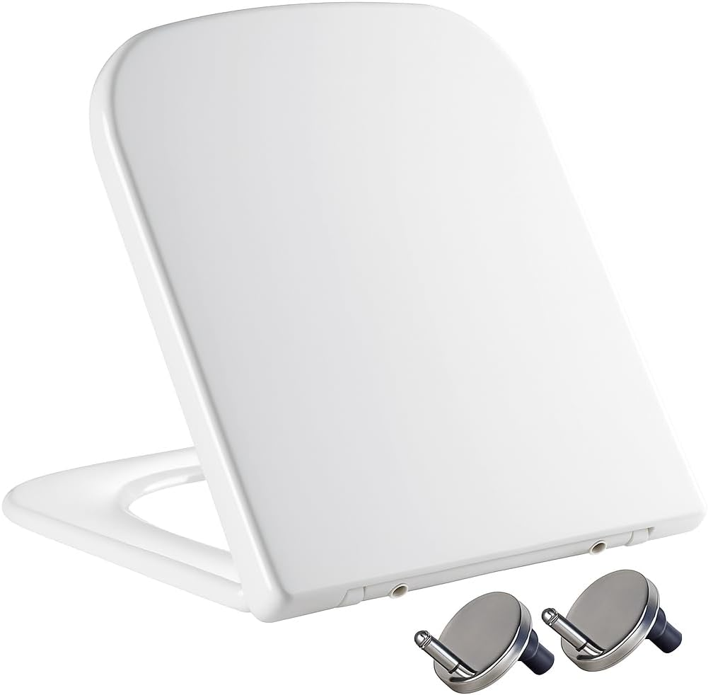 Mass Dynamic Square Toilet Seat- with Soft Close & Quick Release for Easy Cleaning, Universal Toilet Seat for Square Shaped Toilet Pans, Top Fixing Easy Installation (40.0Cm L X 36Cm W), White image number 4