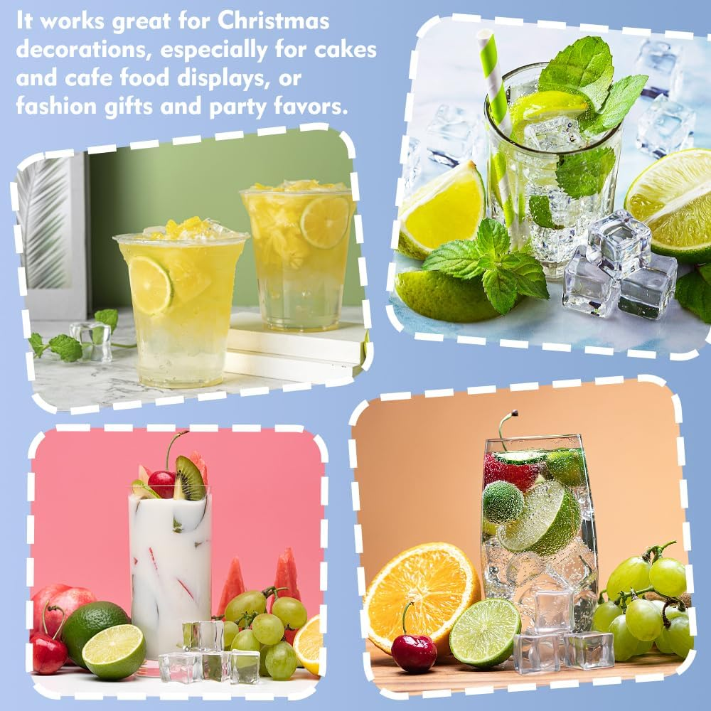 LANSKYLAN Pack of 25 Artificial Acrylic Ice Cubes, Reusable Permanent Ice Cubes, Clear, 30 Mm, Plastic Ice Cubes, Reusable Ice Cubes, Plastic Party Ice Cubes for Photography, Props, Decoration image number 2