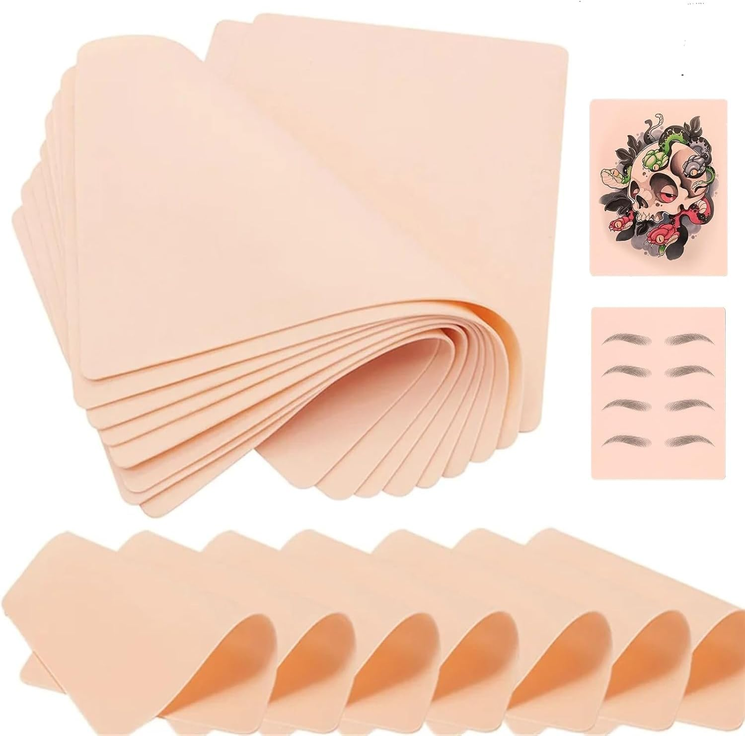 Tattoo Practice Skin 10Pcs Double-Sided Fake Skin 1.3Mm Silicone Sheets (7.4"X5.6") for Microblading Eyebrow Lips & Tattoo Practice Realistic Texture for Beginners/Pro Artists image number 5