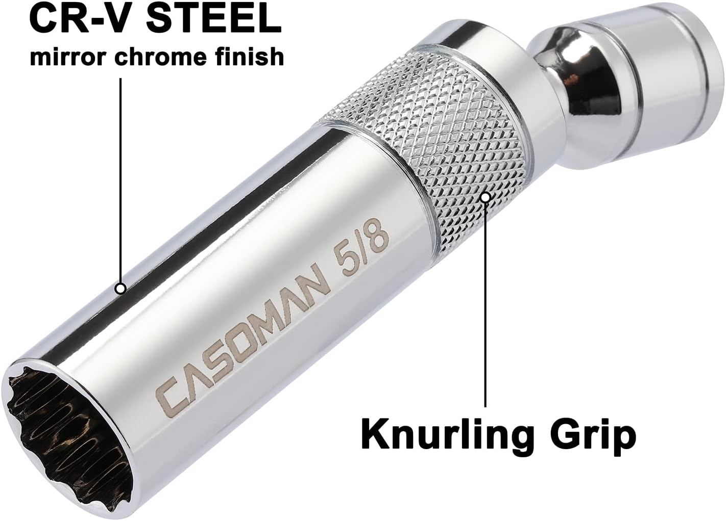 CASOMAN 6PCS 3/8-Inch Drive Magnetic Swivel Spark Plug Socket Set, Include 9/16-Inch, 5/8-Inch, 13/16-Inch, 14Mm Socket, Length: 4-Inch, 6-Inch, 11-Inch, 12-Point, CR-V image number 2