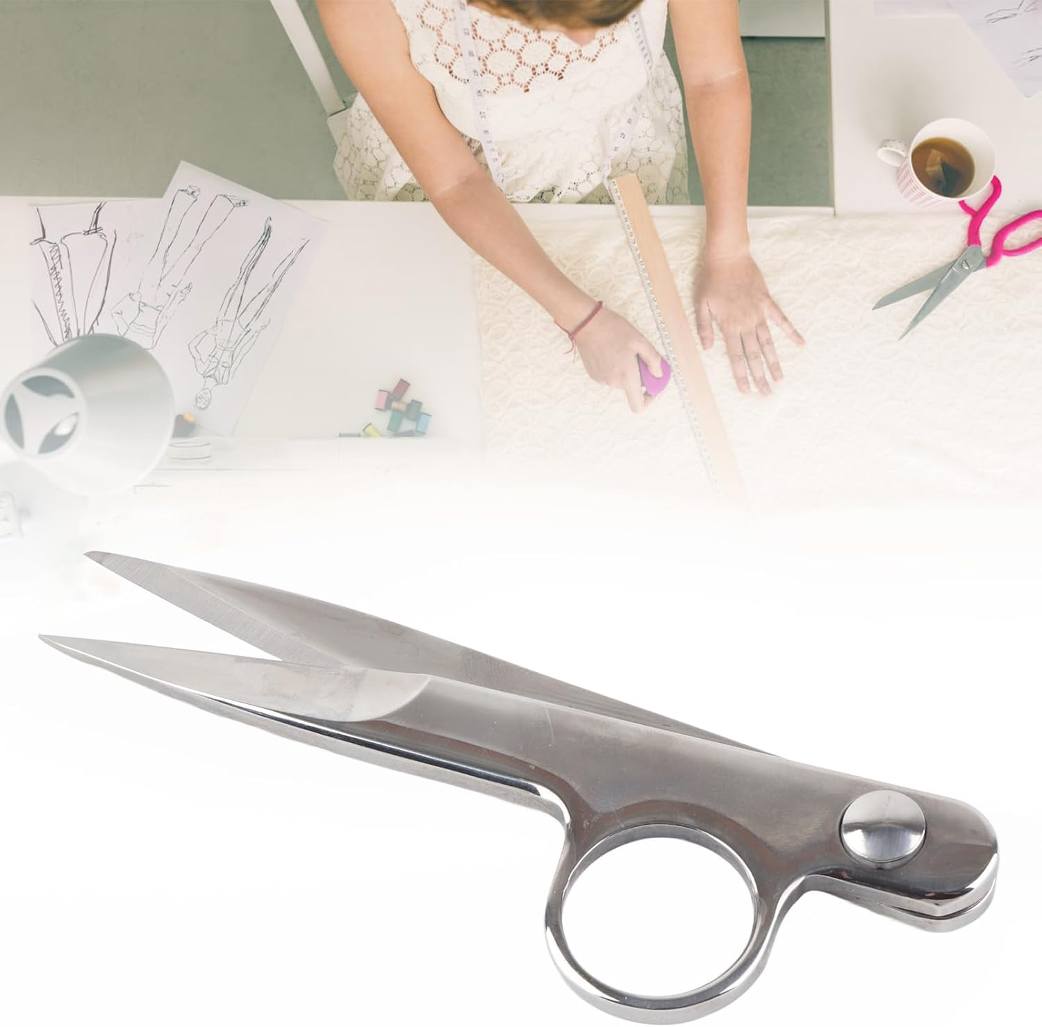 Thread Scissors, Protective Sleeve Stainless Steel Thread Nipper Mini Size Proof for Sewing image number 6