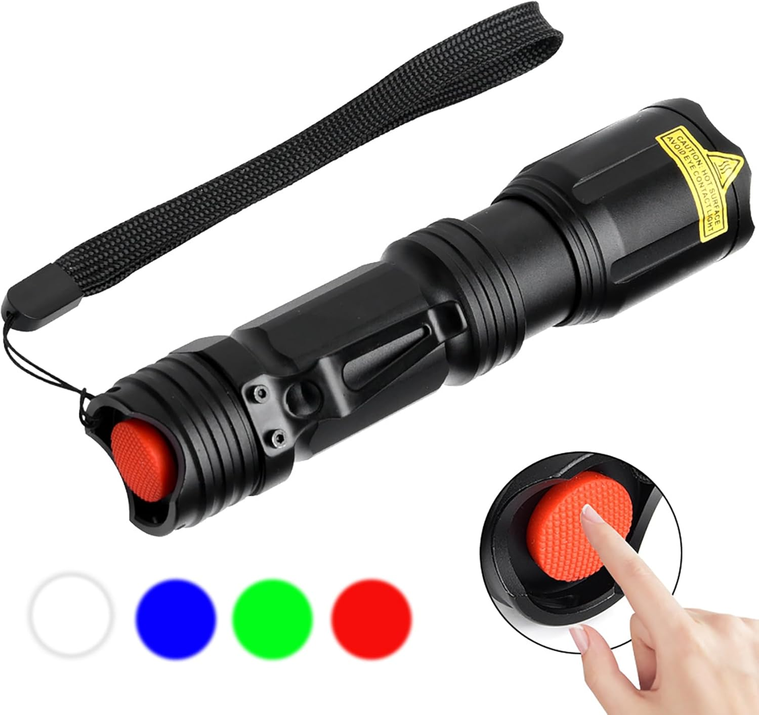 Tunghey 4 in 1 Multicolor Red Green Blue White Flashlight, Single Mode LED Light for Outdoor Activities (Batteries Not Included) image number 3