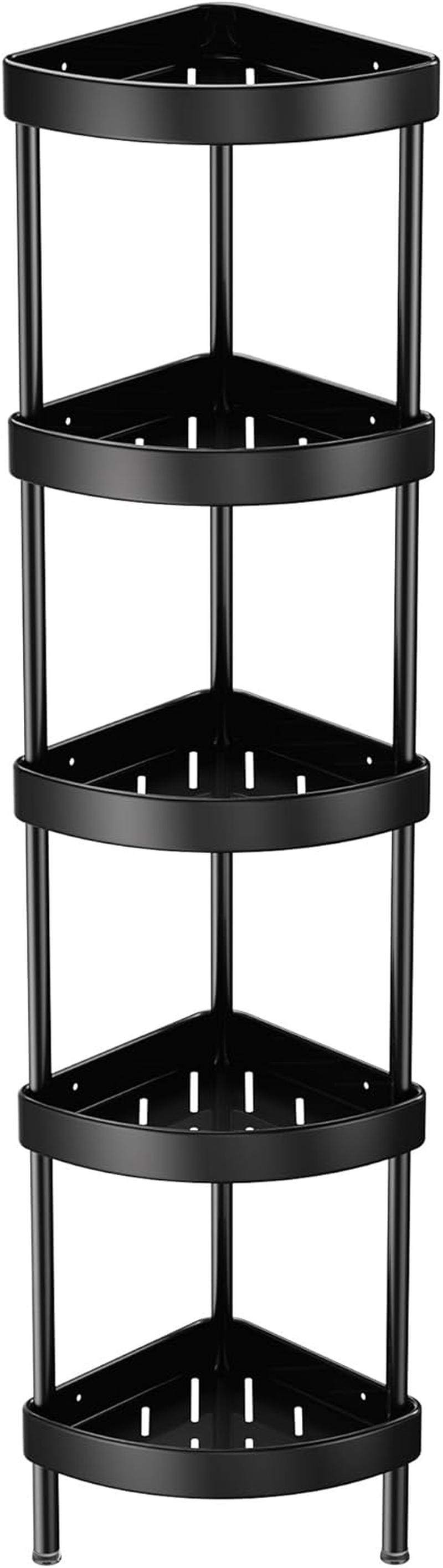 Nieifi Corner Shower Caddy Stand Rustproof Anodized Aluminum Standing Shower Organizer-Shower Caddy Corner-Dual Stability to Anti-Shaking-Height-Adjustable Legs for Uneven Surfaces (Black, 3-Tier) image number 4