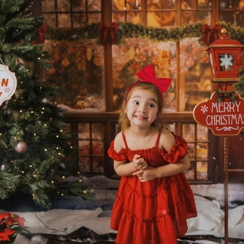 Halloween Christmas Red Bow Headband Bownot Headband Bownot Head Bands Hair Hoop Vintage Red Bow Hairbands for Thick Thin Hair Bow Accessories for Girls Womens Halloween Cosplay Costume image number 1