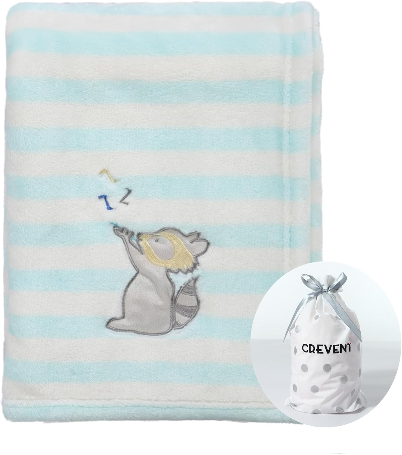 CREVENT 76X102Cm Cute Cozy Fluffy Warm Baby Blanket for Girls Boys Infants Toddlers' Bedding Crib Cot Stroller, Baby Shower Newborn - Racoon