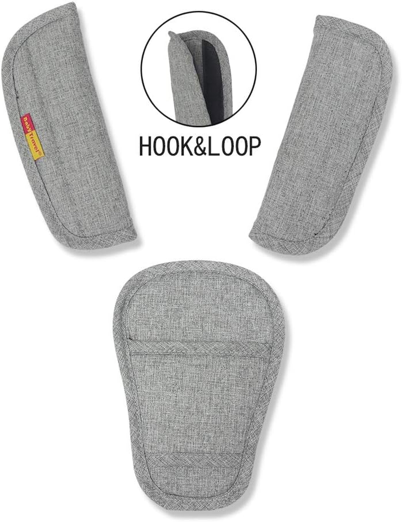 Seedfuture Baby Stroller Seatbelt Crotch Cushion Black 2 Piece, Universal Pram Belt Pads for Newborns Infants Kids, Pushchair Seat Belt Crotch Covers