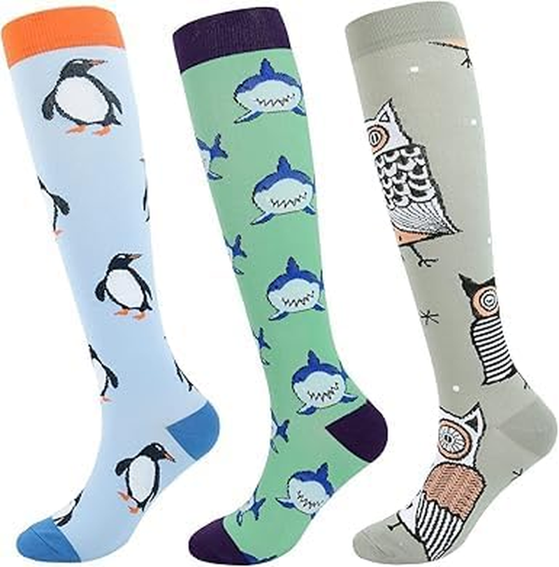 3 Pairs Compression Socks for Women, Travel & Flight Support, Nursing, Pregnancy, 20-30Mmhg, Running, Men, Compatible with Long Flights - Fengea