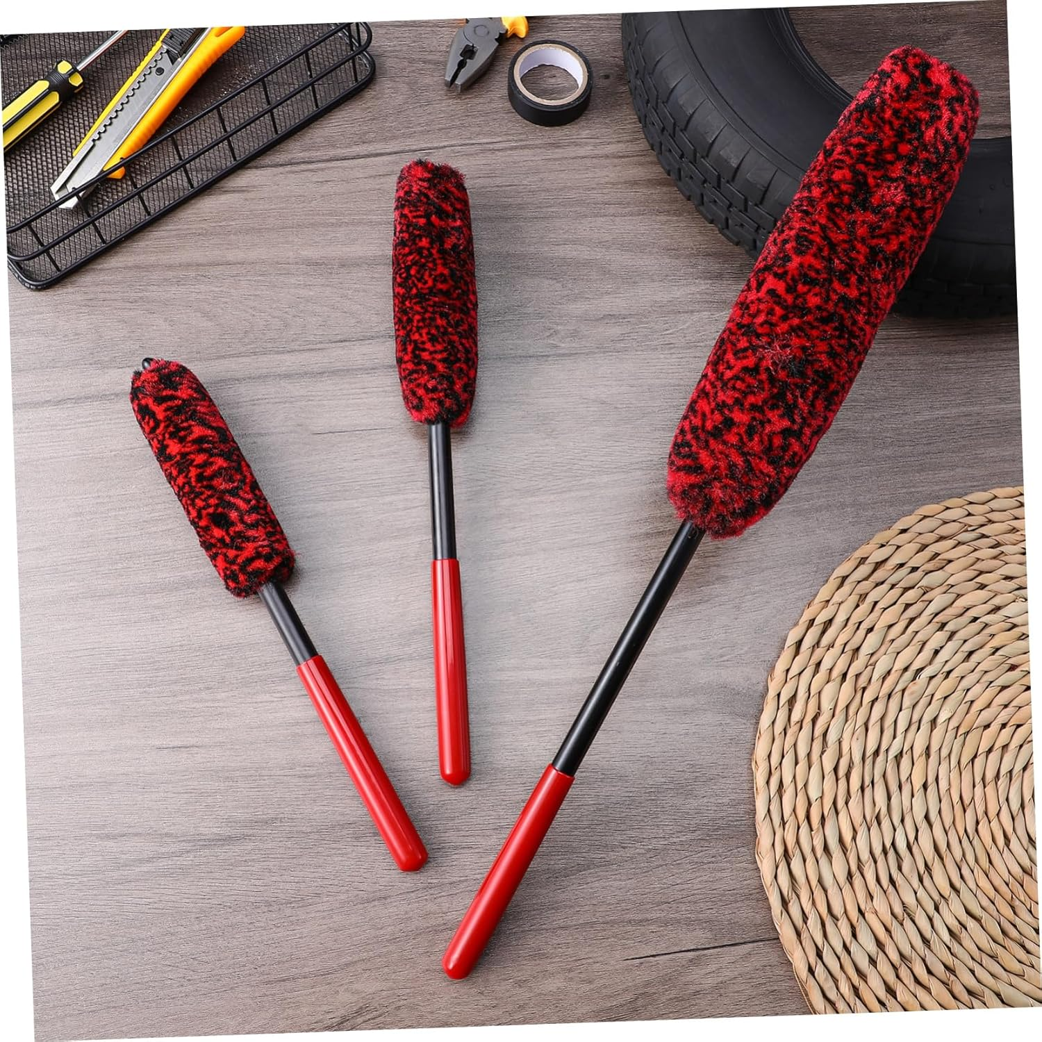 OSOLADY 3Pcs Car Wash Brushes Bendable Tire Detailing Brushes for Automotive Cleaning Soft Bristles Wheel Scrub for Tire and Rim Care image number 2