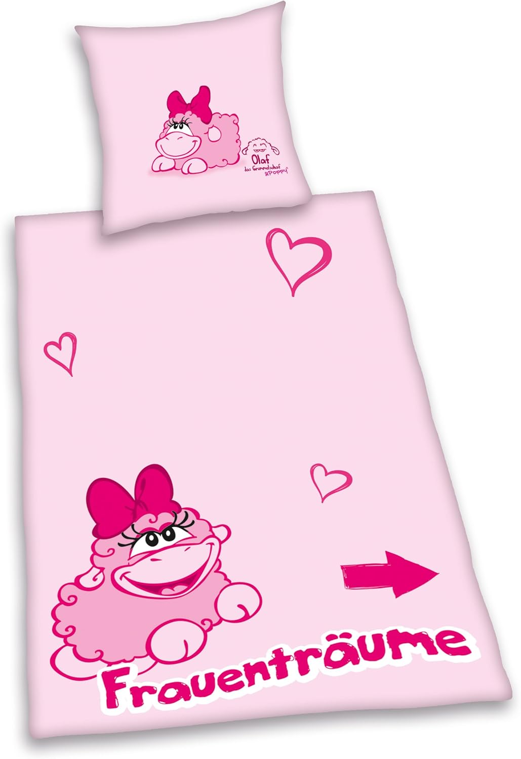 Herding 448670050 Bed Linen 80 X 80 Cm + 135 X 200 Cm with Button Placket Renforce Olaf the Grummelschaf "Frauenttr&auml;"