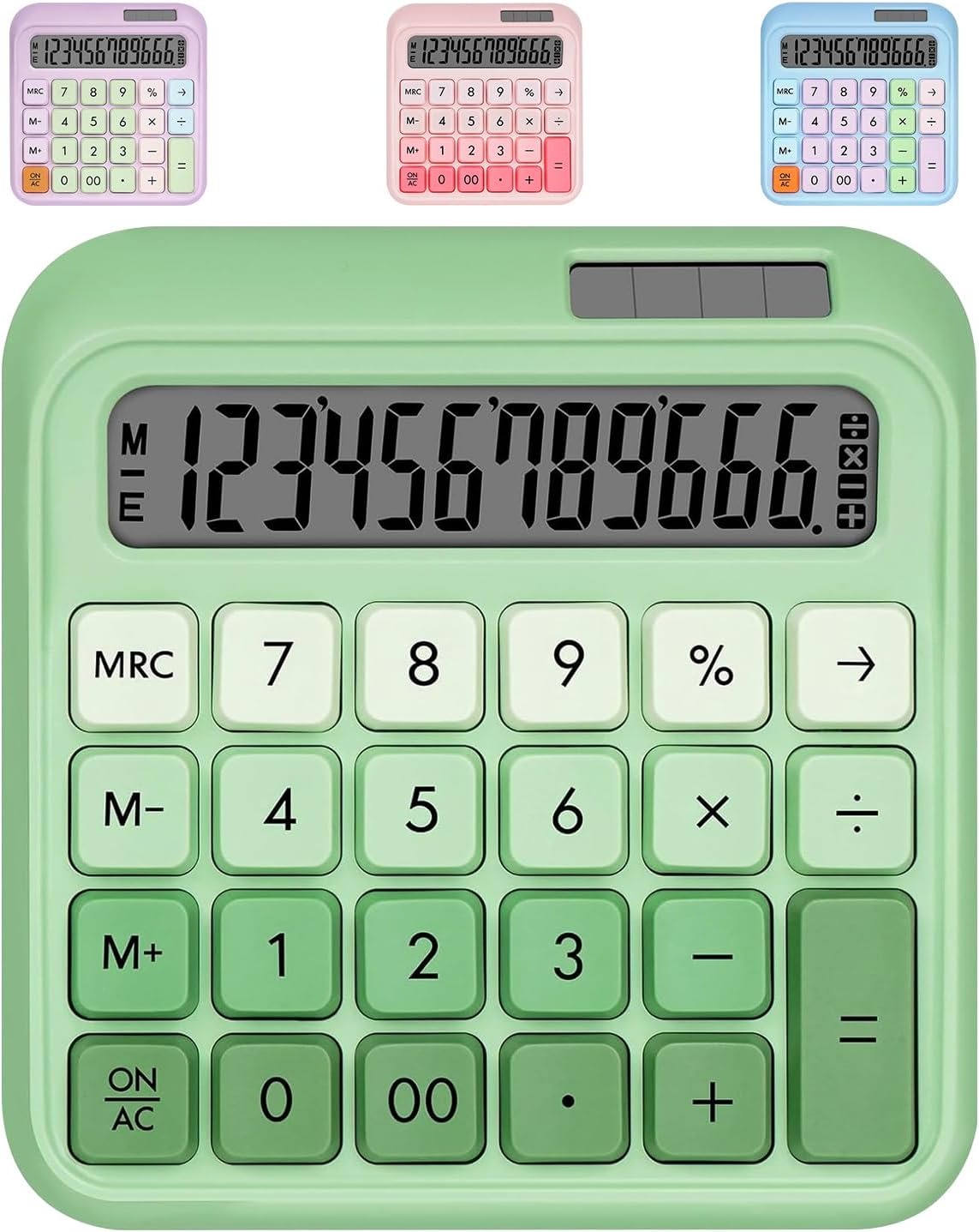 Sonicefit Mechanical Switch Basic Calculator 12 Digits, Solar/Battery Dual Power, Tactile Keys & Large LCD Display, Cute Aesthetic Desktop Calculators for Office School Business Home (Purple)