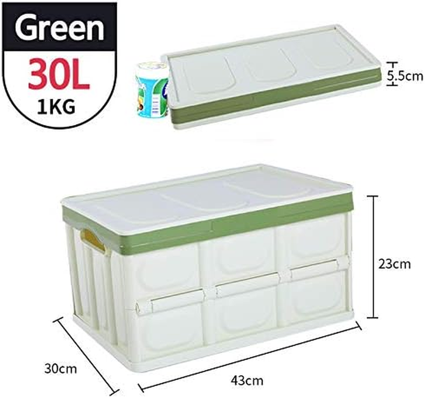 Clever Durable Collapsible Folding Stackable Plastic Crates Storage Container Basket Bins Box with Lids for Outdoor Picnic Camping Cooking Grocery Shopping (Small, Green) image number 6