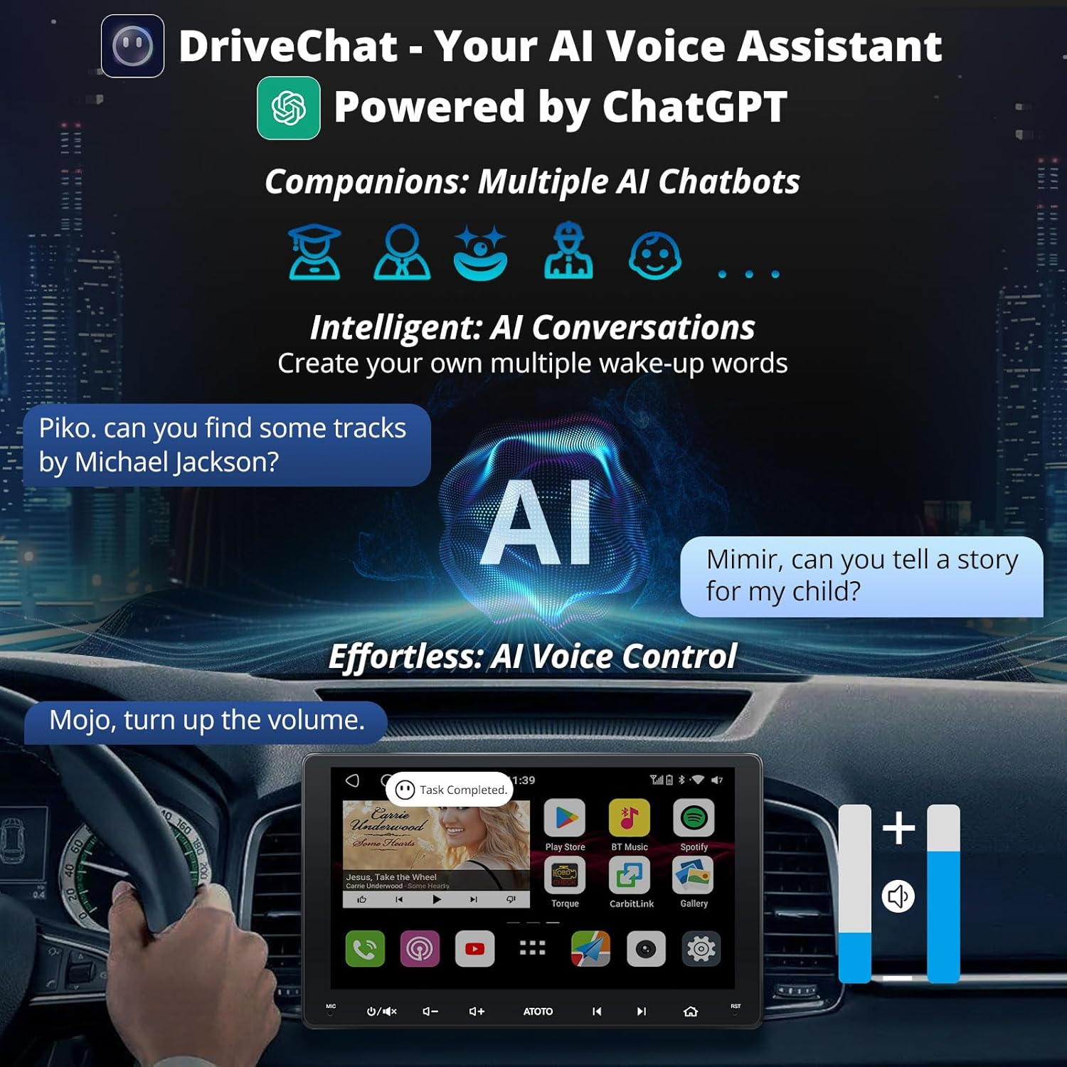 ATOTO S8MS 9" QLED 1280 * 720 Android Digital Media Double Din Car Stereo, Wireless Android Auto & Wireless Carplay, GPS Tracking, 4G+32G, Built-In 4G LTE, Dual Bluetooth, LRV, SCVC, S8G2094MS image number 2