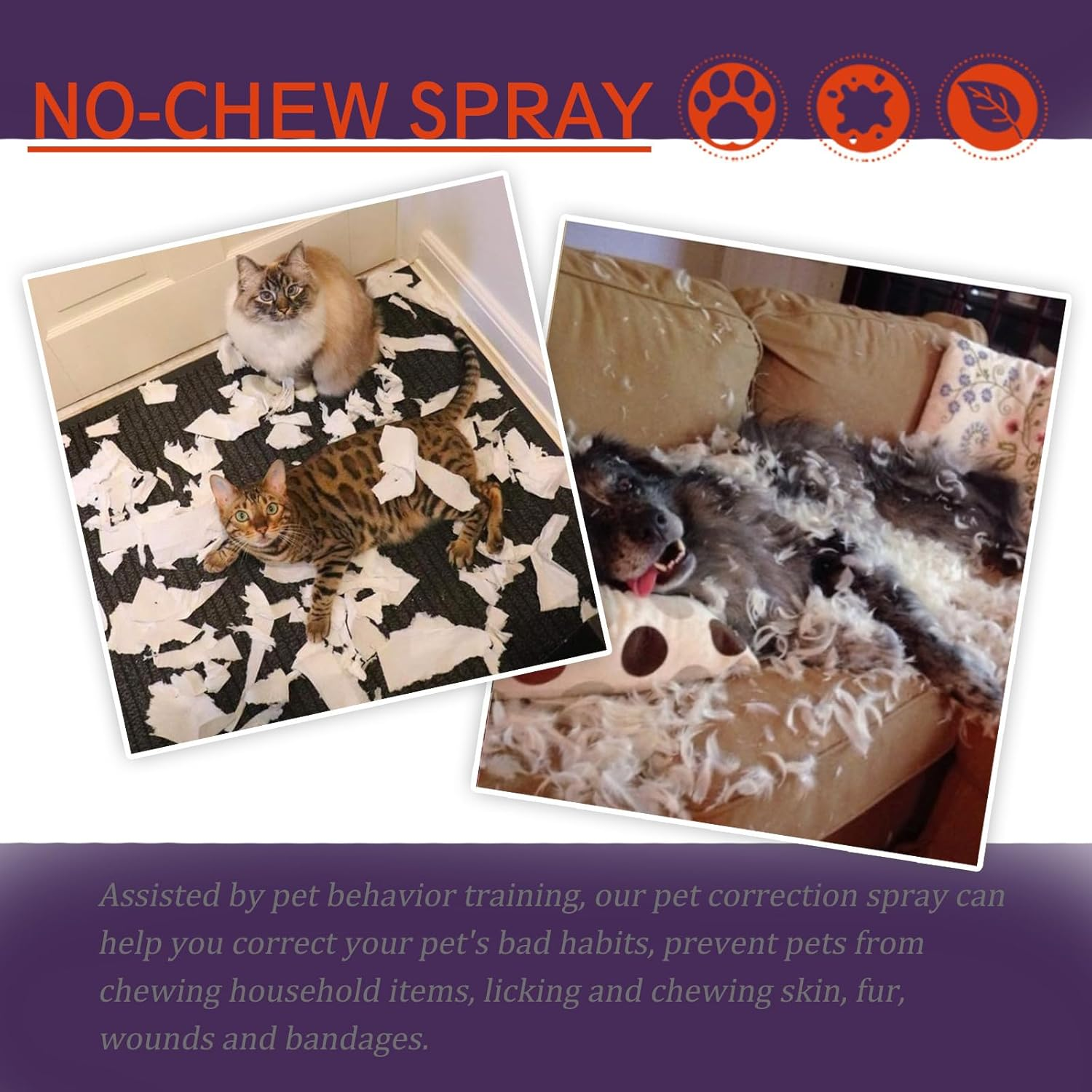 Pet Anti-Chew Training Spray, Bitter Deterrent for Dogs and Cats, Behaviour Correction Aid image number 1
