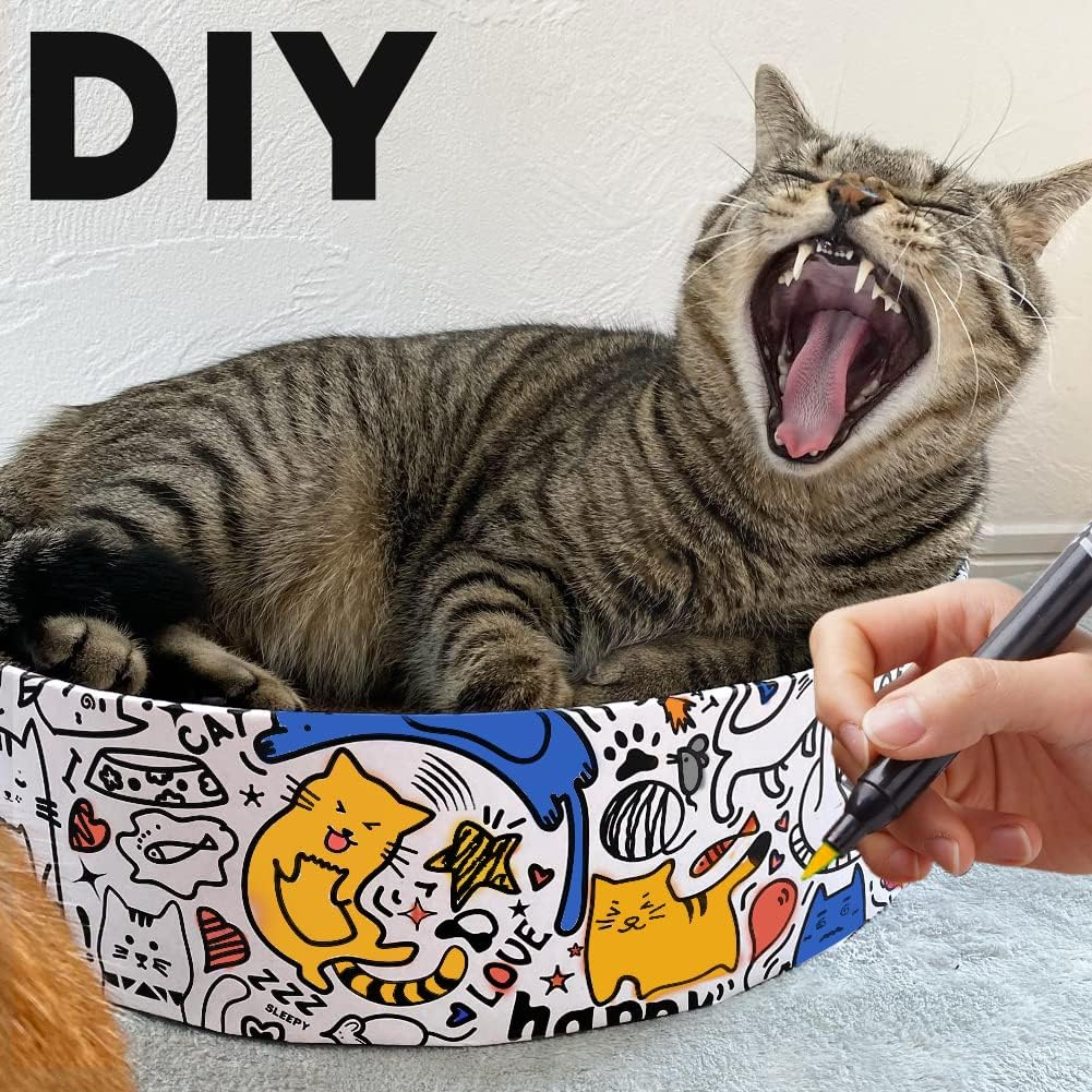 Cat Scratcher, Cardboard, 2 in 1, Oval Pet Cat Cot, Scratching Pad, Corrugated Cardboard, Lounge Bed, Furniture Protector, Toy - Oval-Graffiti image number 4