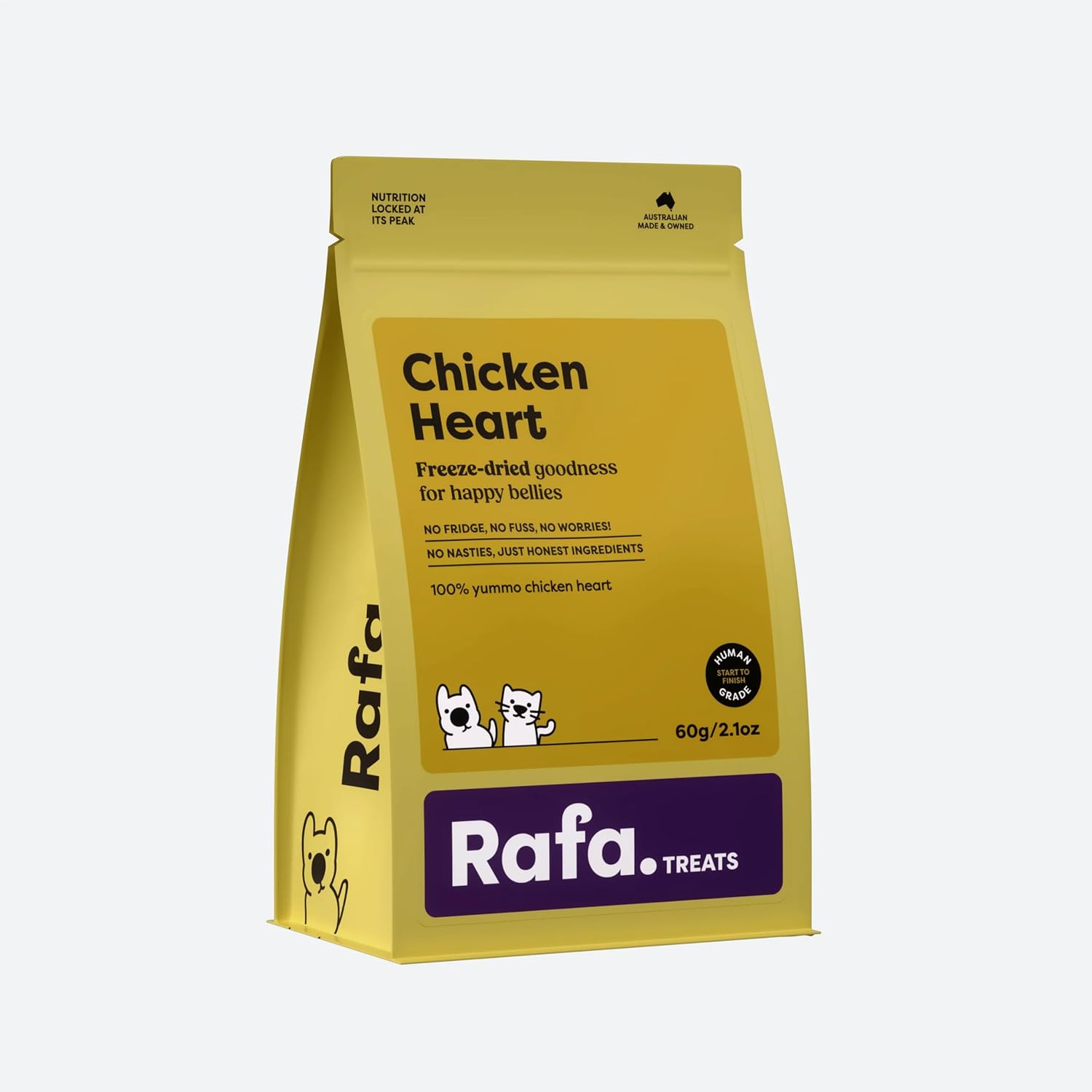 Rafa. Raw Freeze-Dried Dog and Cat Treats | Human-Grade Chicken Heart for Pets, Single Ingredient, 60G