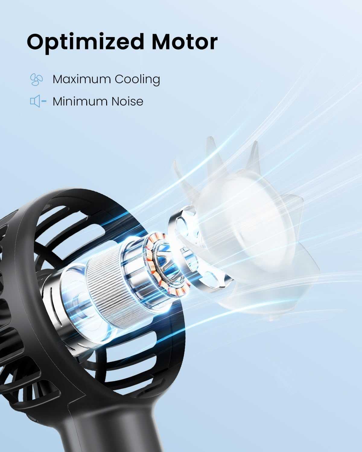 Gaiatop Mini Portable Handheld Fan, 3 Speed Powerful Battery Operated, Small USB Rechargeable Personal Fan for Makeup Eyelash, Camping Beach Airplane Travel Essentials for Women Girls - Pink image number 4