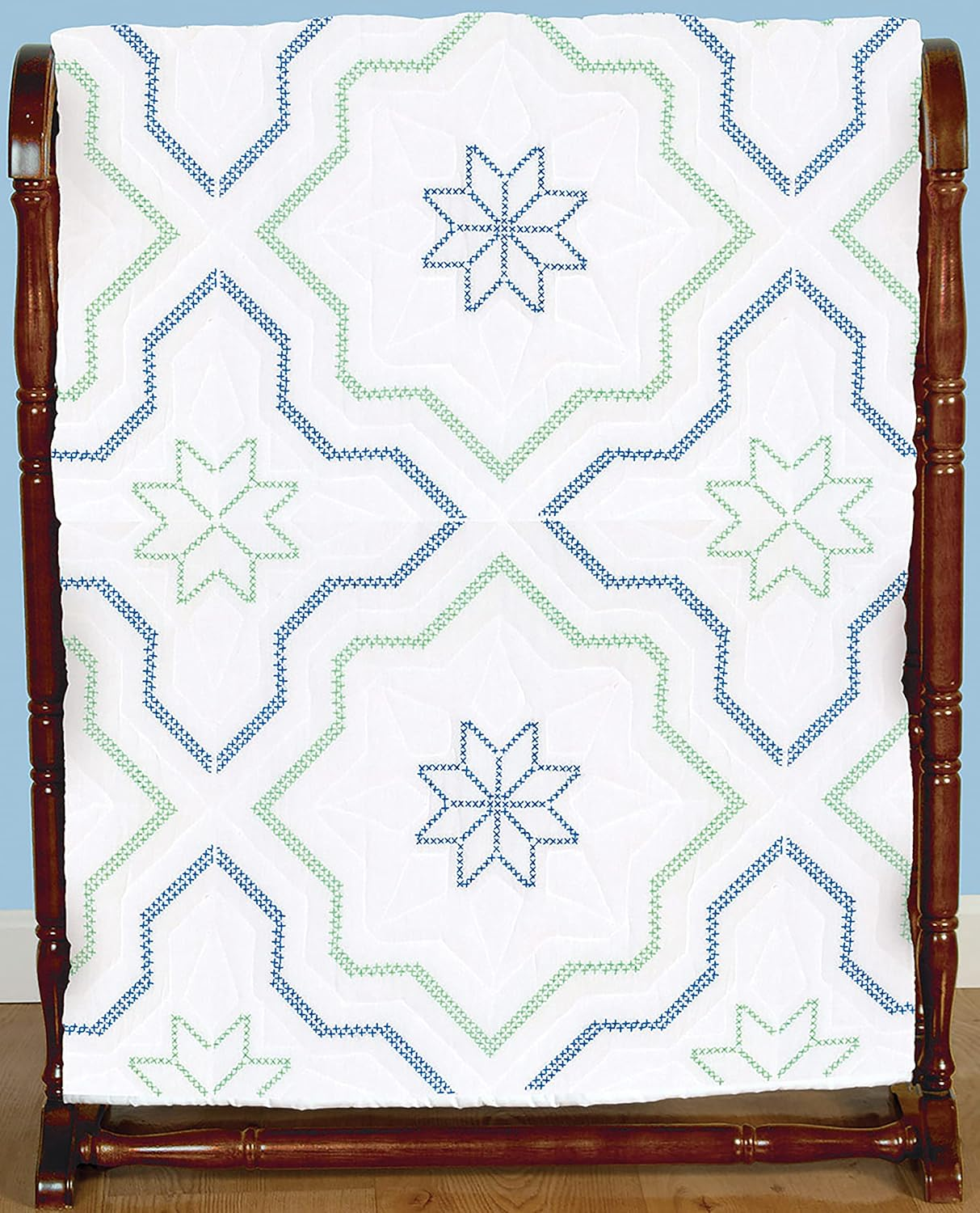 Jack Dempsey Needle Art 732762 Interlocking Cross Stitch Star Quilt Blocks, White