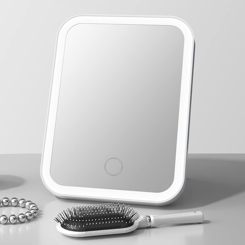 LETOUR Makeup Mirror with Light - 3 Modes Tabletop Mirror with Swivel Touch Dimming for Dressing & Makeup (Square) image number 2