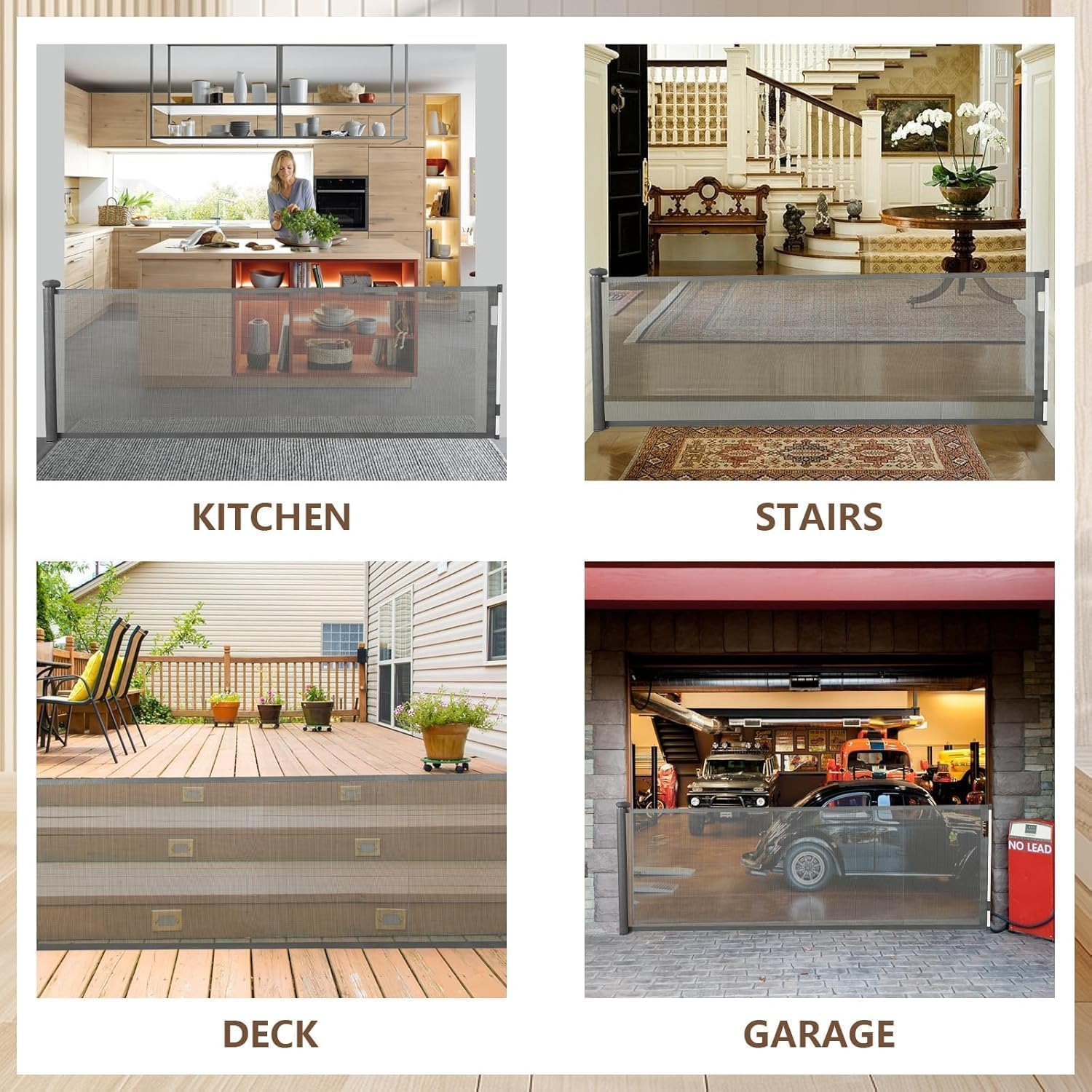 Baby Gate, Auto Close Safety Baby Gate, 59"*33.8" Baby Gate Stairs, Retractable Baby Gate for Doorway for Kids or Pets, Indoor and Outdoor Dog Gates (Grey, 59"*33.8") image number 2