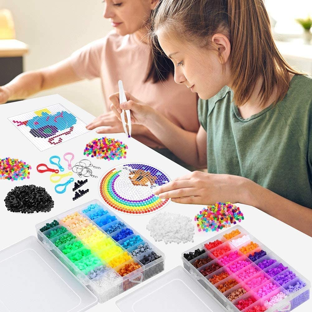 12800Pcs Fuse Beads Kit, CESTLAVIE 48 Colors Perler Bead Kit for Kids Including 5Mm Melty Beads, Fuse Beads Pegboards & Colored Beads Pattern for Crafting DIY Projects image number 4
