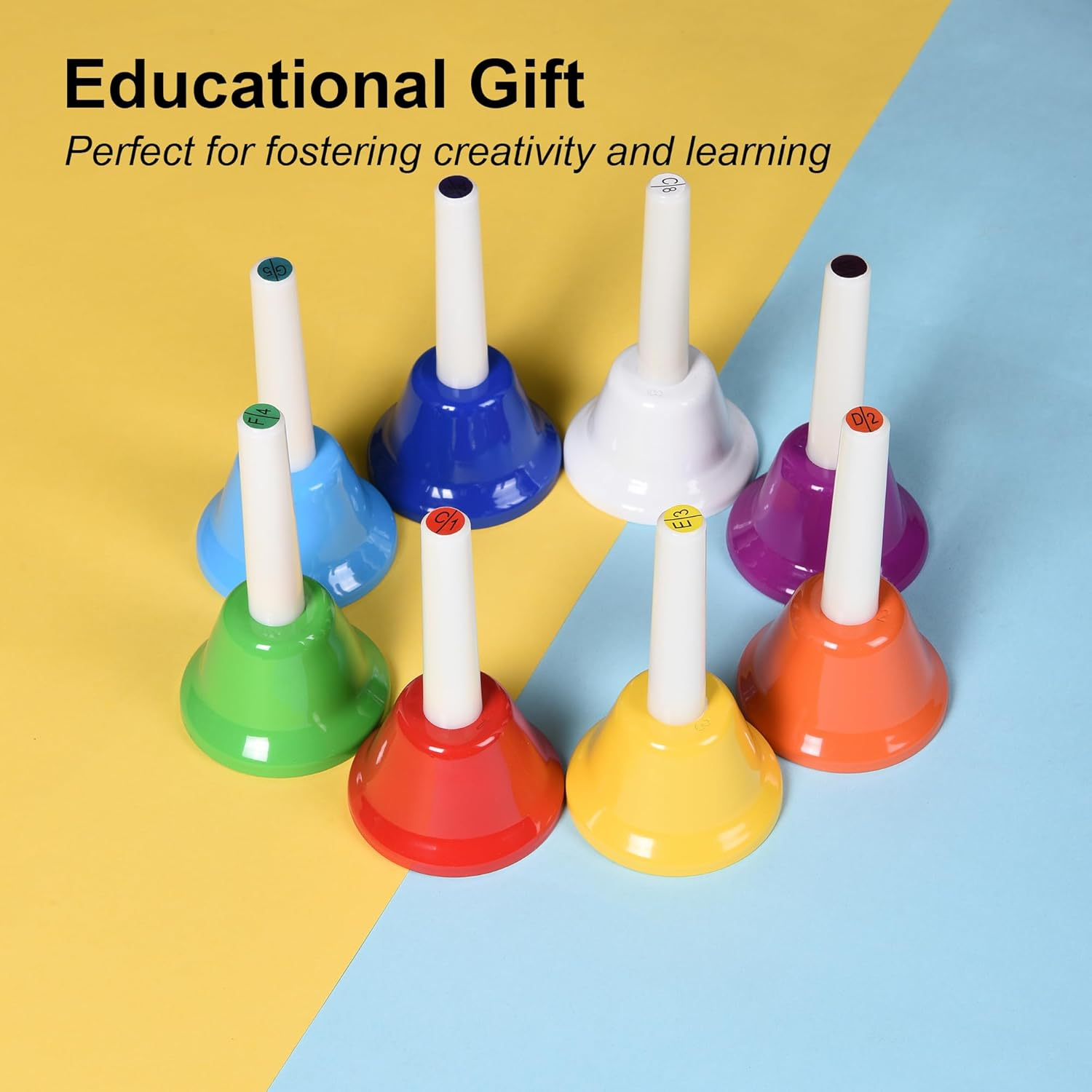 8 Note Hand Bells for Kids Adults, Colorful Merry Handbells Set Musical Instruments image number 5