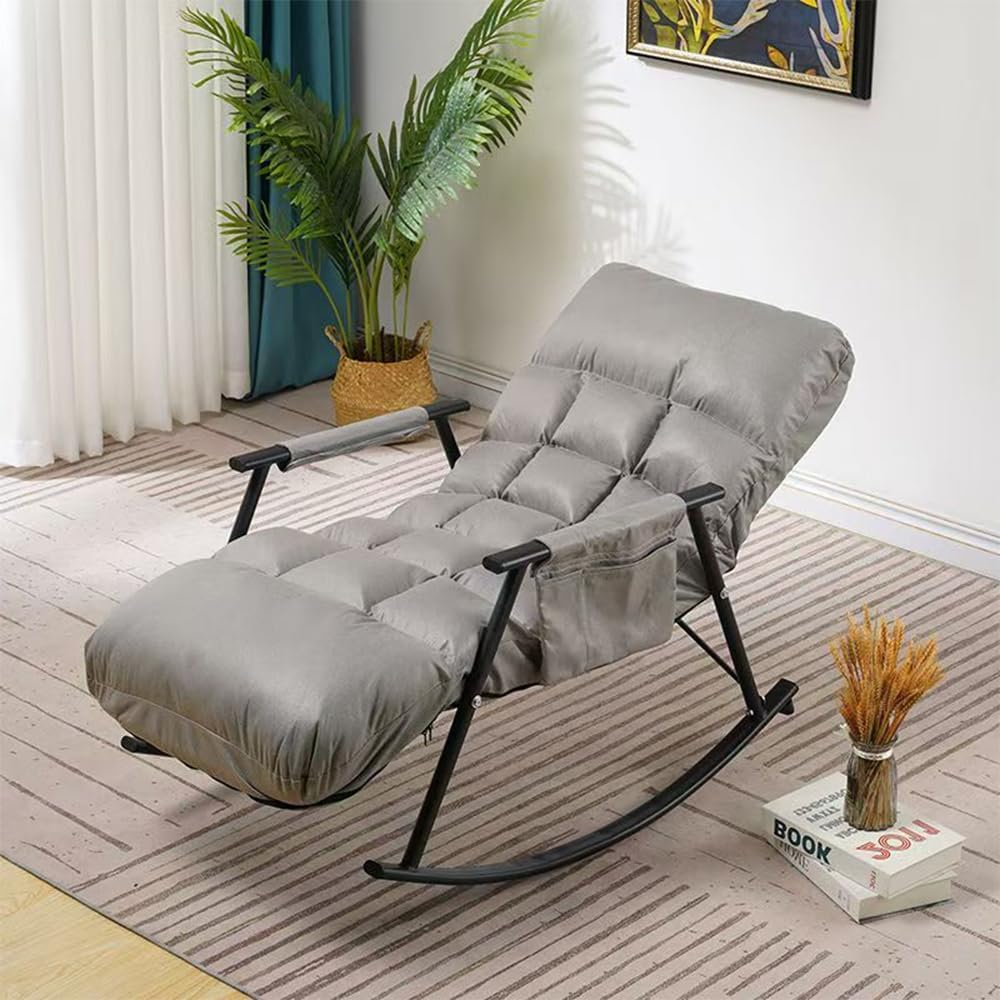 Hbluefat Modern 5 Speed Adjustable Relax Rocking Armchair - Stylish Lounge Sofa Chair for Lie, Sleep, Reading in Living Room, Bedroom, Balcony, Courtyard (Yellow)